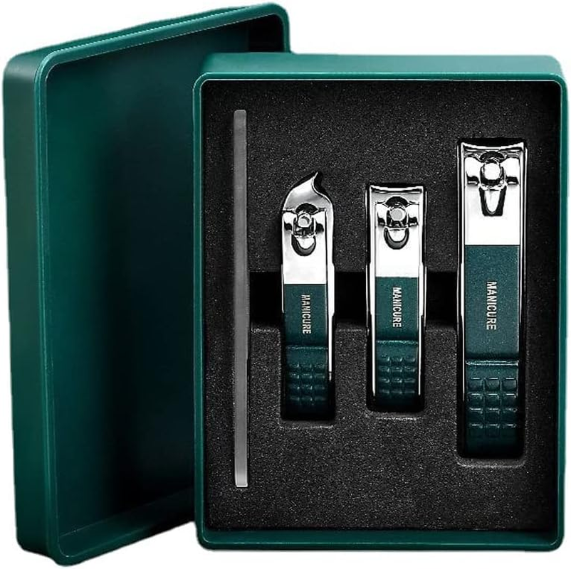 QYLHH 3Pcs Nail Clippers Manicure Set anti Splash Fingernail Cutter Pedicure Kit Nail Nippers for Women & Men Green image number 3