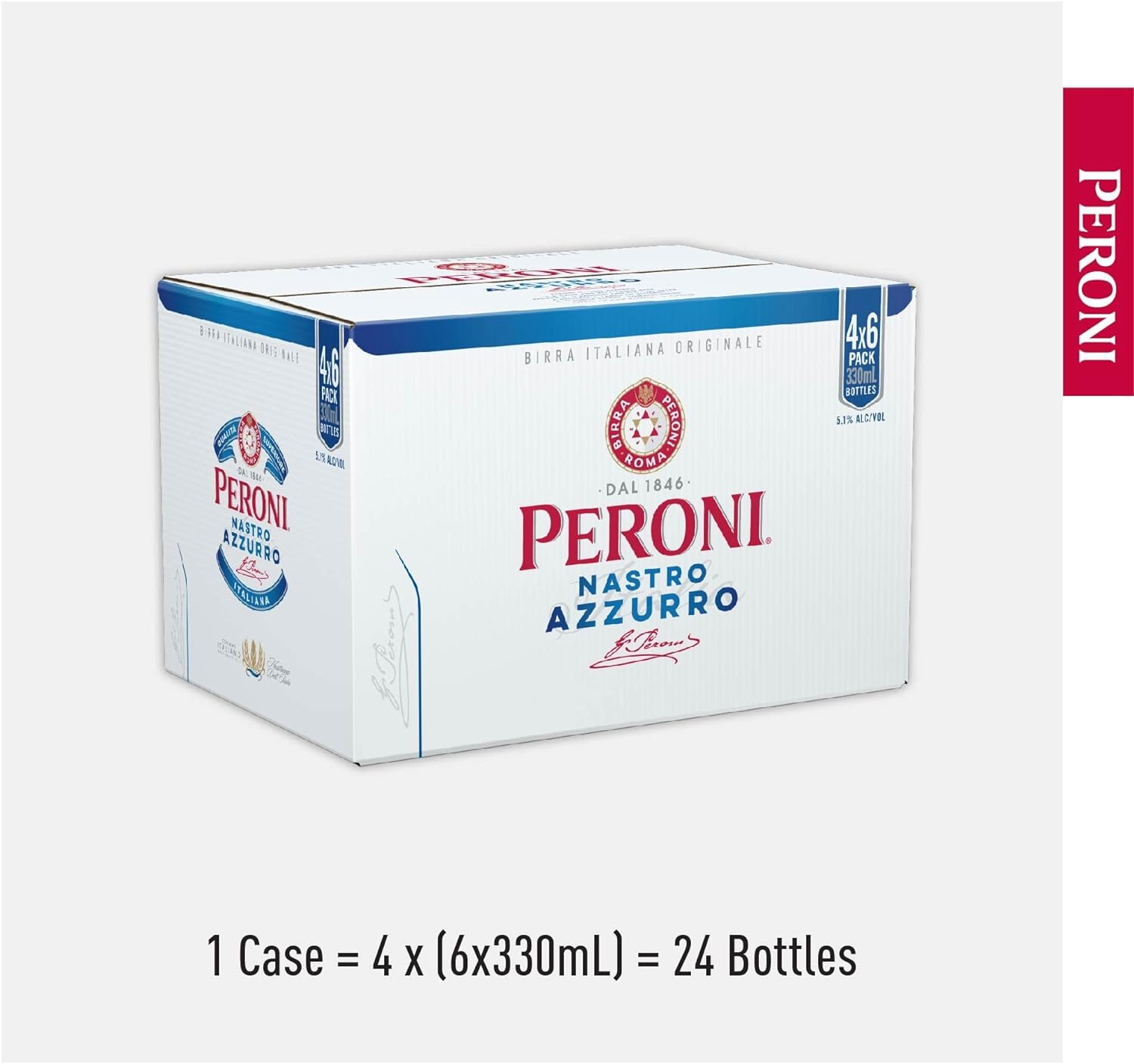 Peroni Nastro Azzurro, Crisp & Refreshing Beer Lager, Delicately Balanced, 5% ABV, 330Ml (Case of 24 Bottles) image number 3