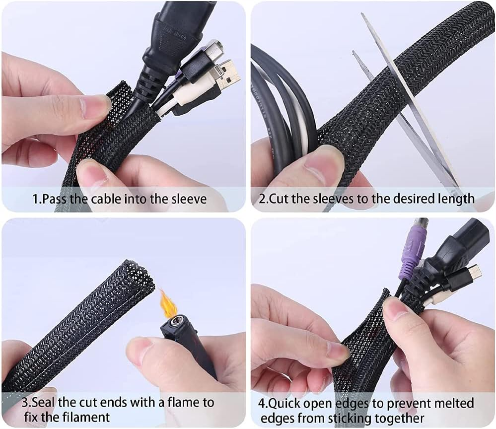 Ausgear 16.5Ft - 1/2 Inch Cable Management Protector, Flexible Split Cable Sleeve Cord Organizer Wire Loom Tubing for USB Cable Power Cord Audio Video Cable Management &ndash; Prevent Cat from Chewing Cords image number 3