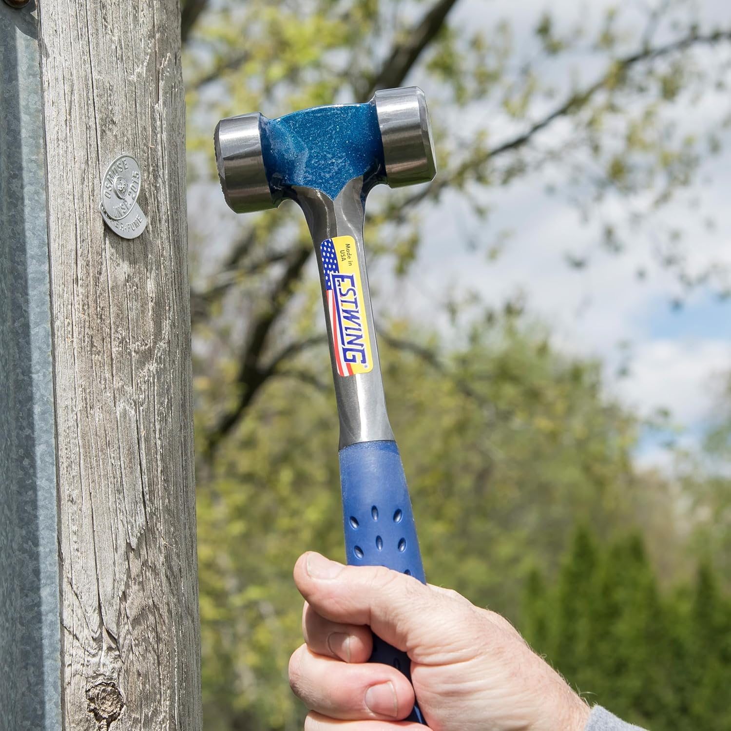 Estwing Lineman'S Hammer - 40 Oz Electrical Utility Tool with Smooth/Milled Face & Shock Reduction Grip - E3-40LM