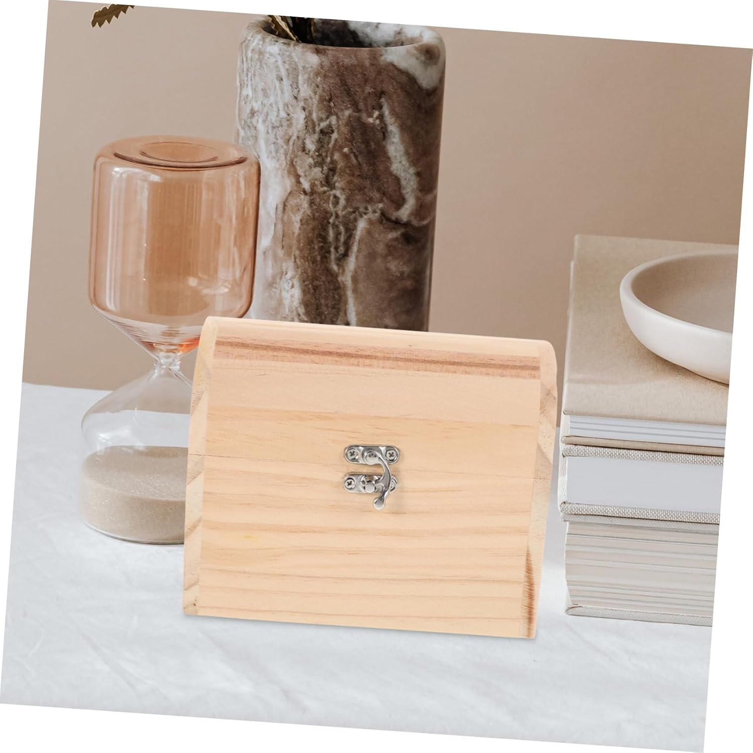 KALLORY Wooden Box Unfinished Diy Craft Storage Case for Jewelry Keepsakes for Photography and Hobby Projects Natural Material image number 2