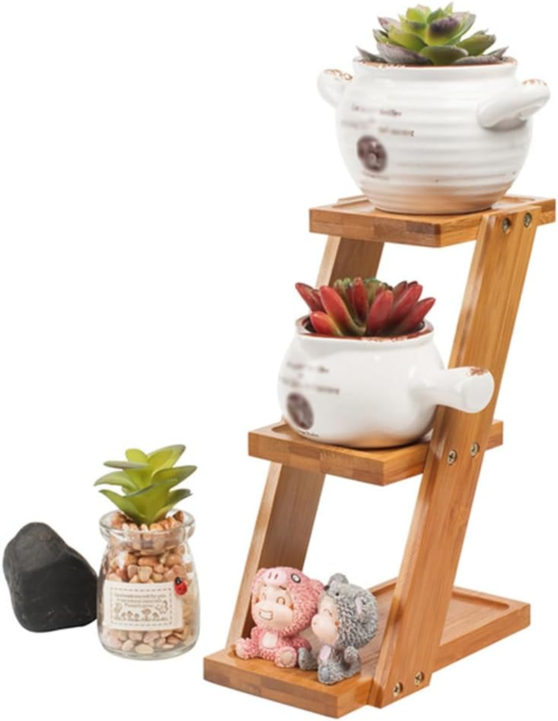 3 Tier Flower Ladder,Home Plants Plants Display Shelf ,Wooden Flowers Stand,Blossom Pot Rack, Living Decor Wooden Support,For Window Garden Balcony Living Room Bedroom image number 6