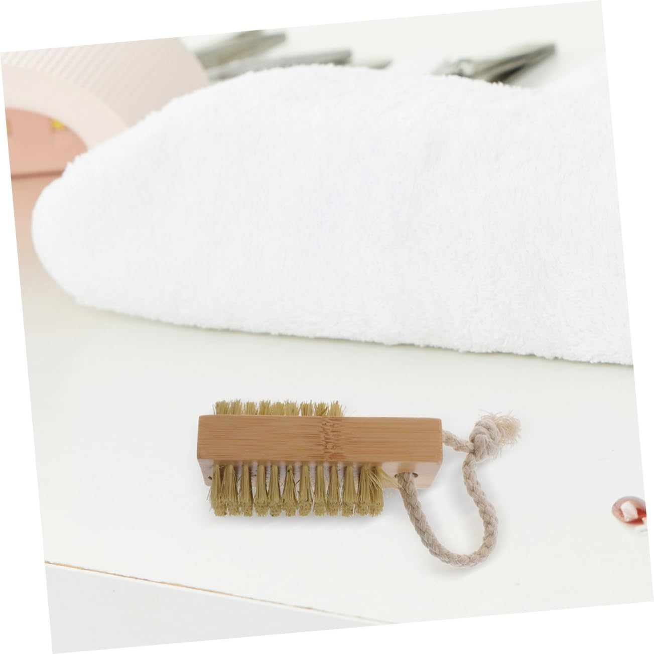 BATHVEVE 2Pcs Nail Art Brush Fingernail Cleaning Brush Soft Bristles Wood Handle for Women image number 5