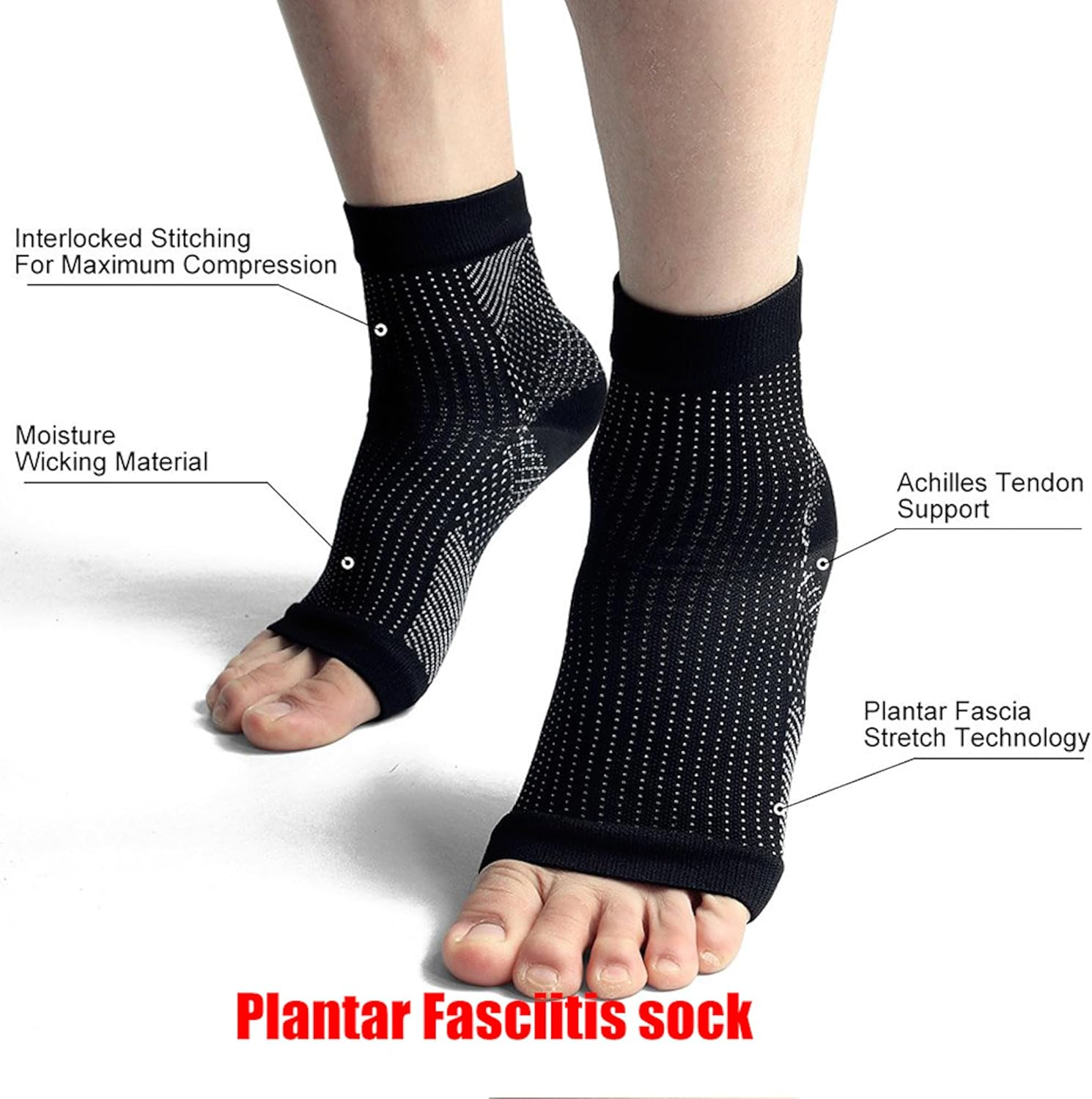 Plantar Fasciitis Socks with Arch Support, Foot Care Ankle Brace Ankle Support Compression Sleeve Socks, Eases Swelling & Heel Spurs, Ankle Brace Support, Increases Circulation image number 4