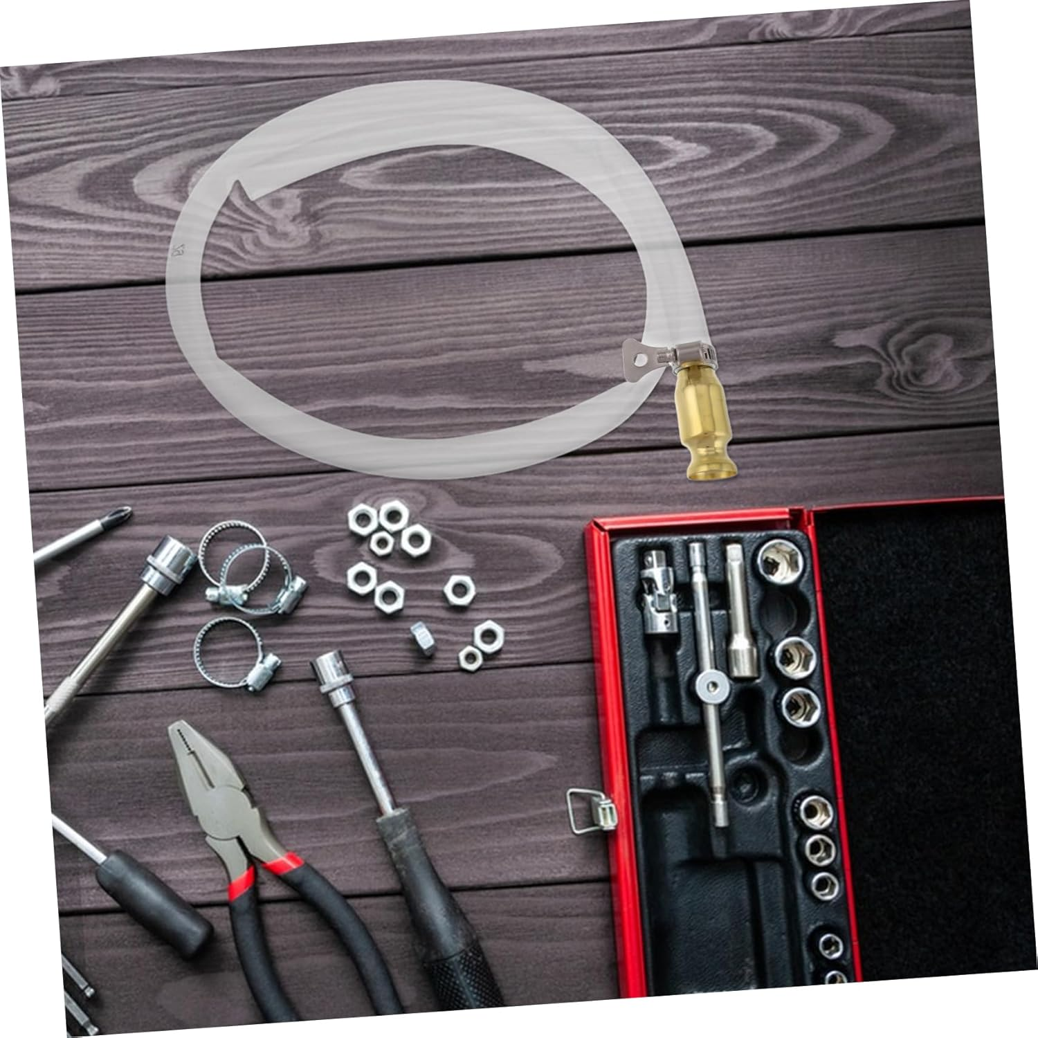 CLISPEED Self-Priming Fluid Transfer Pump Manual Automotive Siphon for Brake System Bleeding Liquid Transfer Tool Suction Hose image number 2