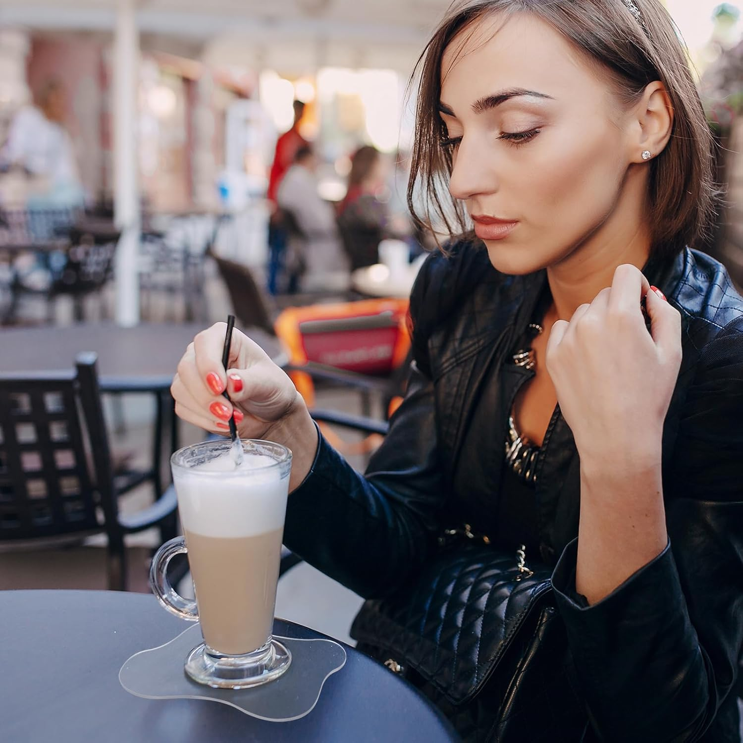 2 Packs Acrylic Coaster Transparent Irregular Bar Drink Coasters Coffee Cups Clear Decorative Plates Insulated Dish Mat for Desk Tabletop Protection Kitchen Office Ornaments Posing Props image number 2