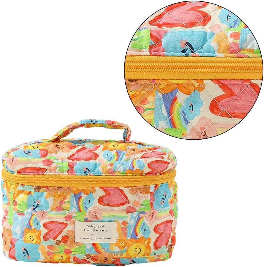 DDPOND Makeup Bag Quilted Toiletry Bags Cosmetic Bag for Travel Makeup Organizer Bag - Color Stripes image number 5