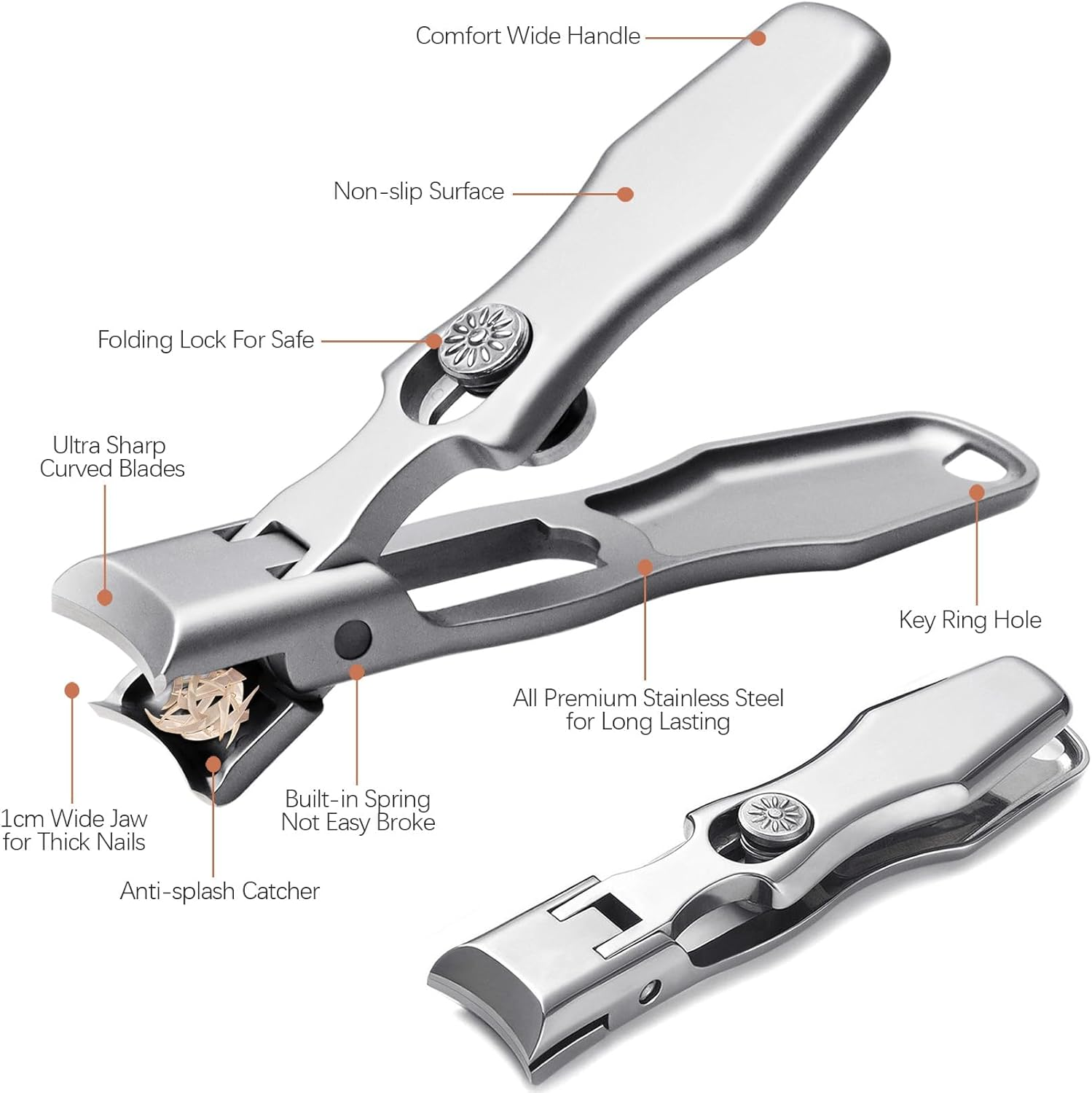 Vervesourced Professional Nail Clippers Kit with Toenail Clippers, Curved and Slanted Nail Clippers Set for Men Toenail Clippers for Seniors Thick Toenails Large Wide Jaw Opening Ultra Sharp