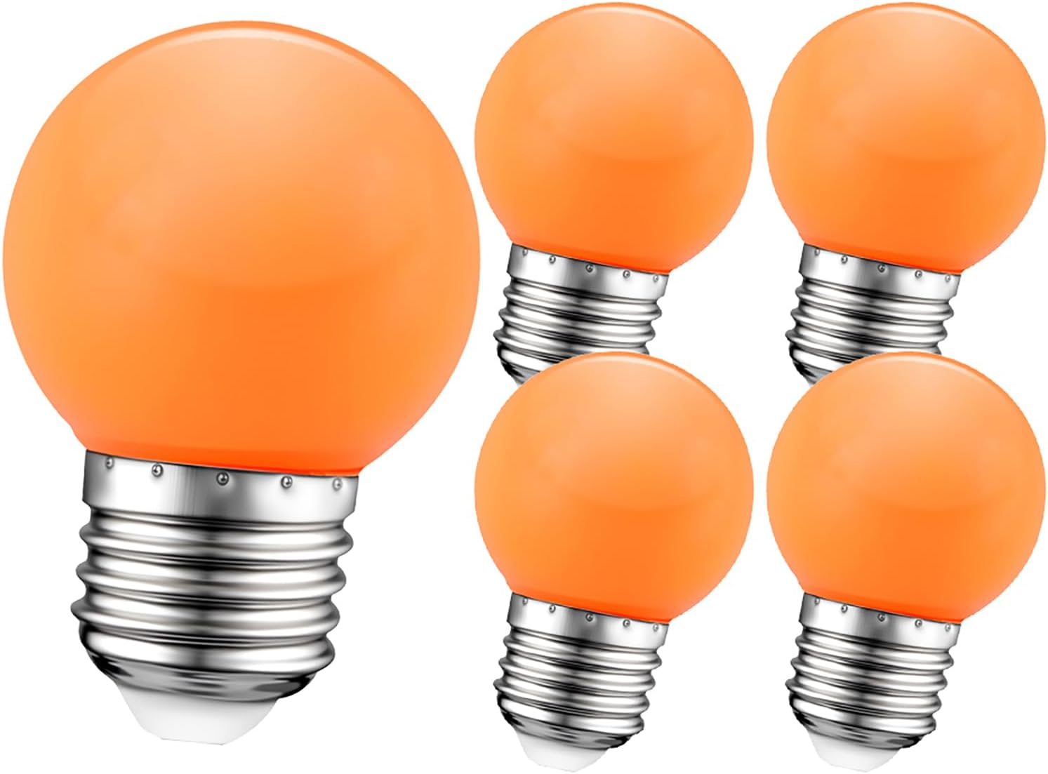 Ruiandsion E27 G45 1W Golf Ball LED Bulbs, Red Color Decorative Lights for Indoor Outdoor Christmas String, Wedding Party Decoration (Pack of 5)