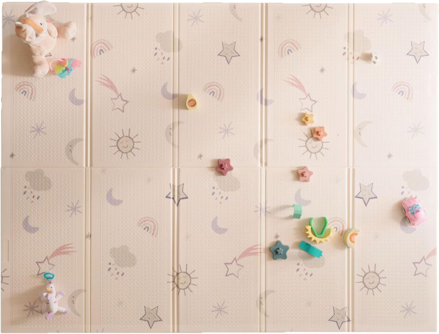 Nuby Reversible Soft Floor Mat, Foldable and Lightweight for Easy Storage and Travel, Rainbow image number 4