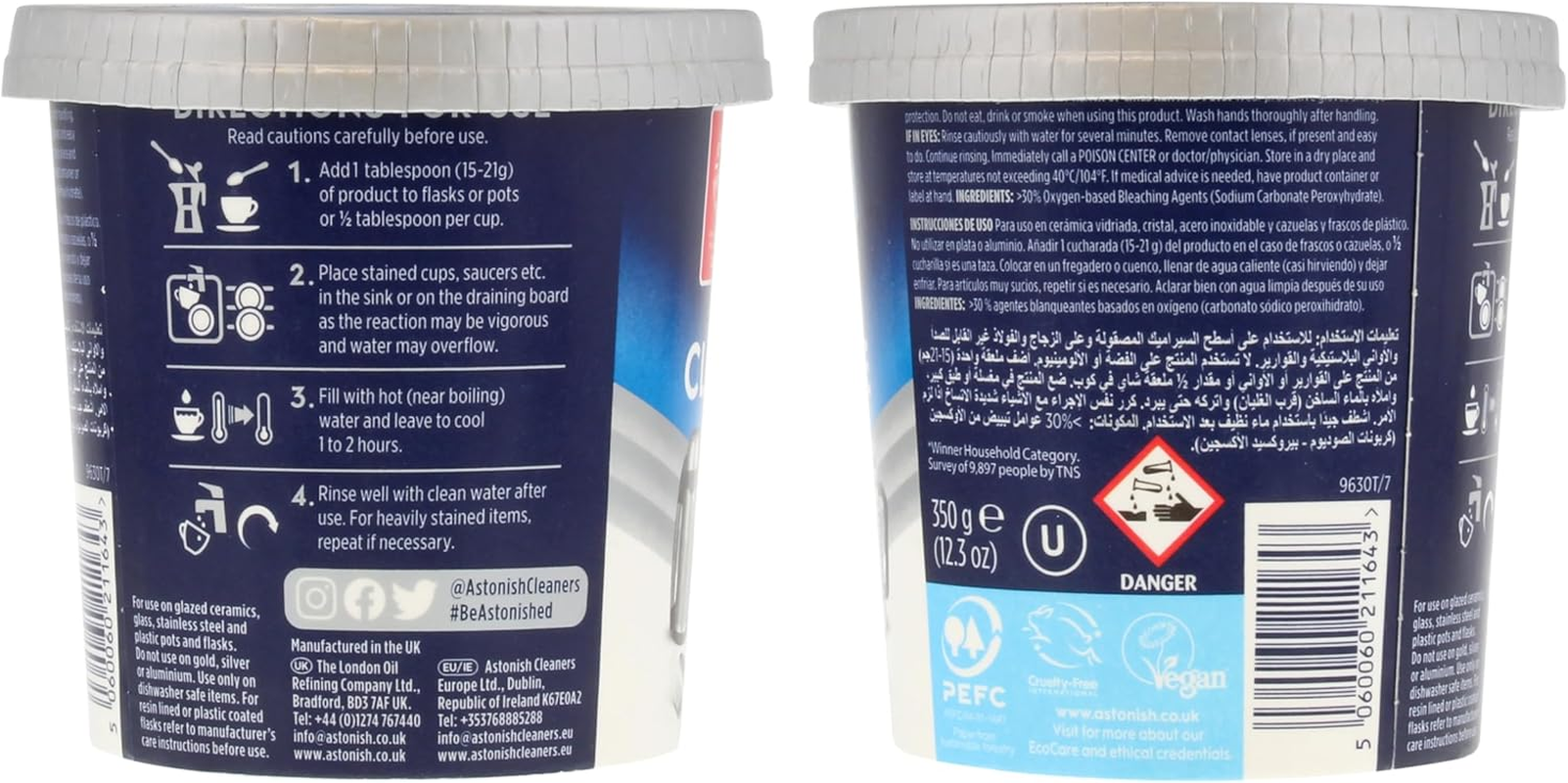 Astonish Specialist Cup Cleaner - Restore Coffee Cups, Tea Cups to like New - No Scrubbing to Remove Ingrained Stains (Pack of 2)