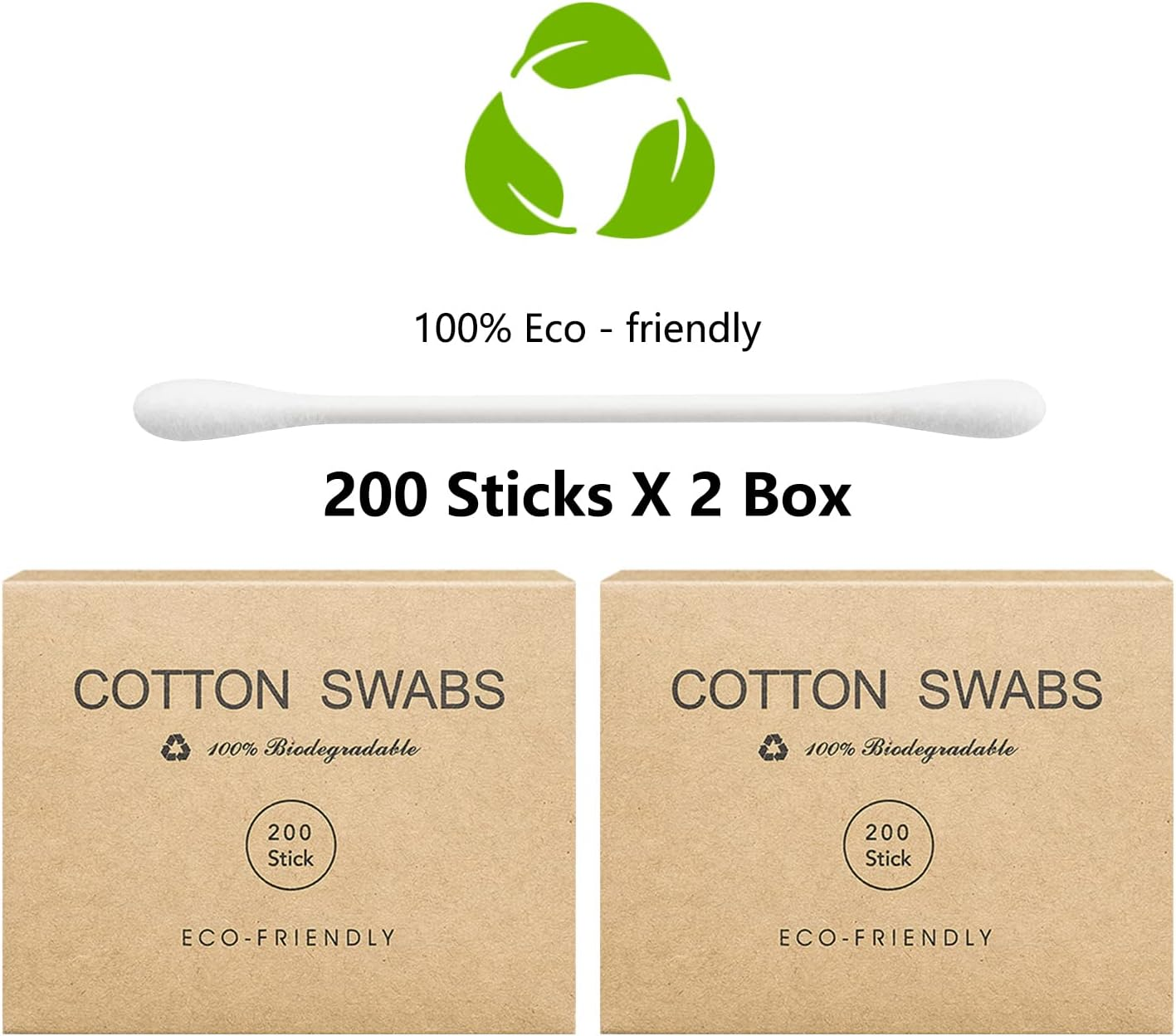 Safety Qtips Cotton Swabs for Ears, Q Tips Original Cotton Swabs 400 Count Cotton Ear Swabs image number 1