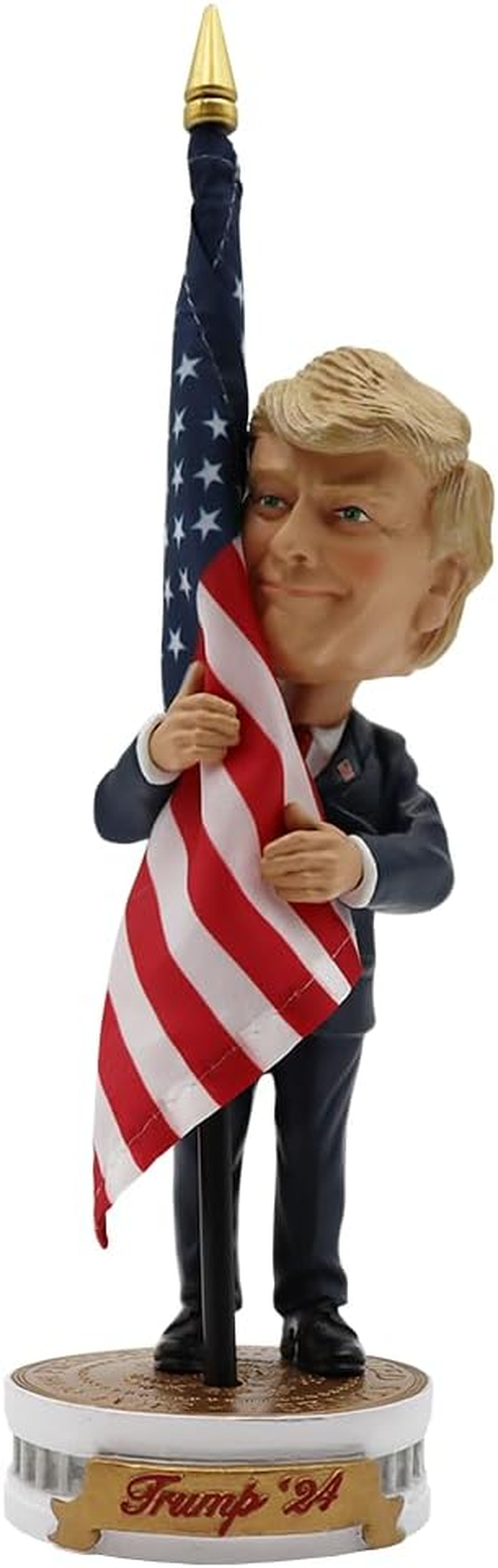 Proud Patriots Donald Trump Bobblehead | (Trump Holding American Flag - Cloth Flag Included) image number 4