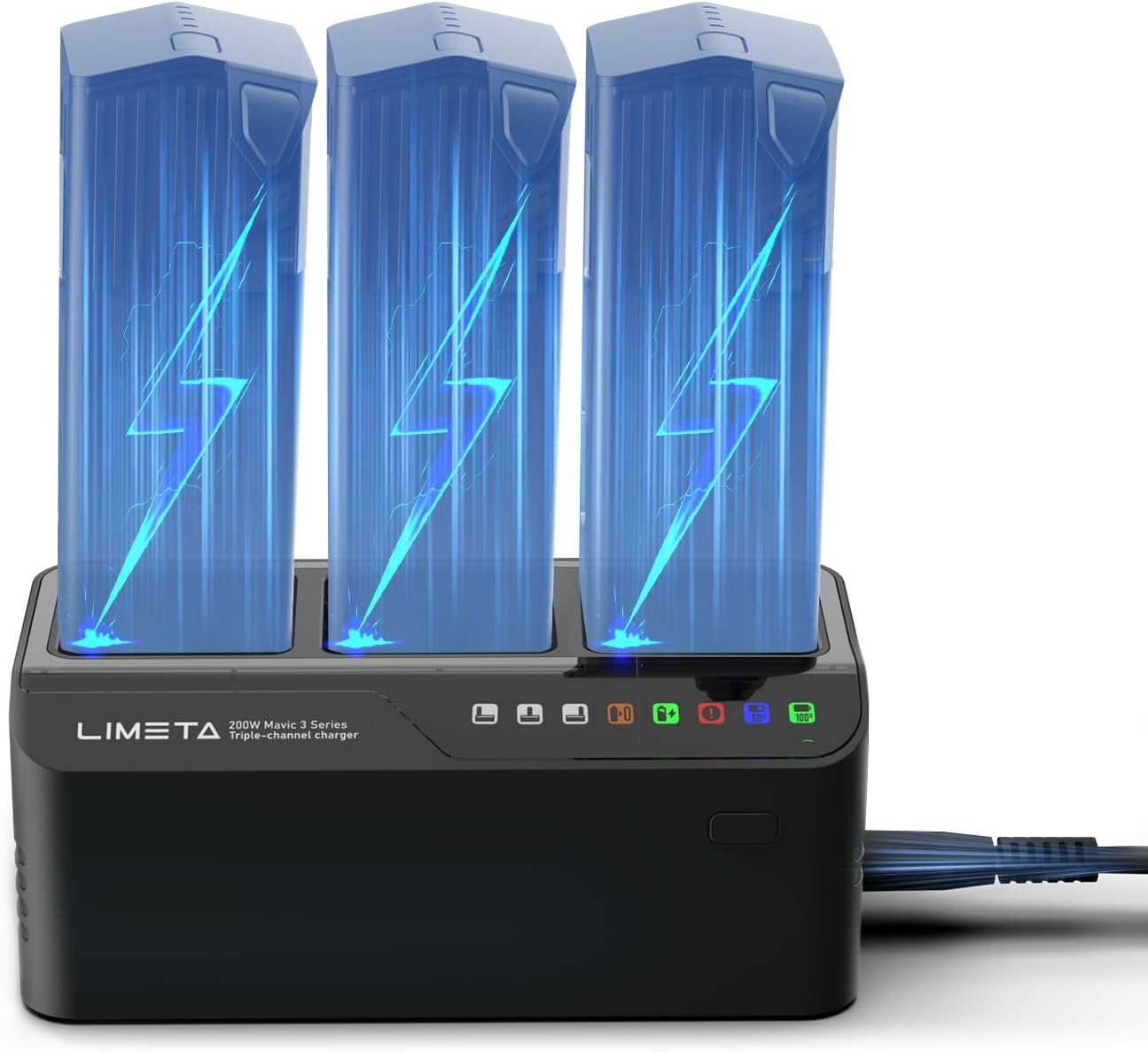 LIMETA Mavic 3 Pro Charging Hub 200W Fast Charger for DJI Drone Mavic 3/Classic/Cine/Rc Battery Triple Bidirectional Fan-Cooled Charging Station ​For DJI Accessories image number 1