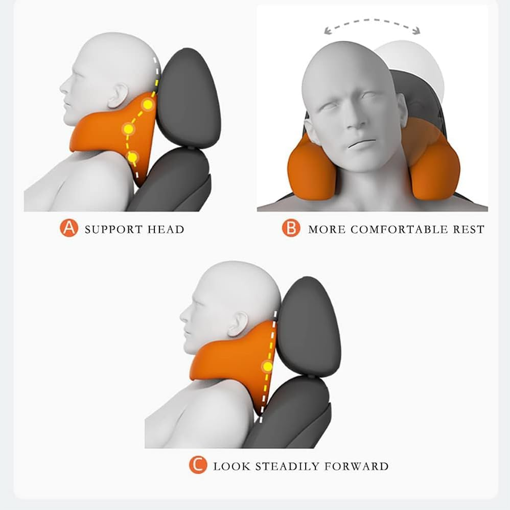 Headrest Pillow for Car Seat,High Appearance, Soft and Skin Friendly,Supports the Spine,Comfortable Driving,Softly Double Travel Pillow for Car & Airplane,U-Shaped Support Design,Providing Head image number 2