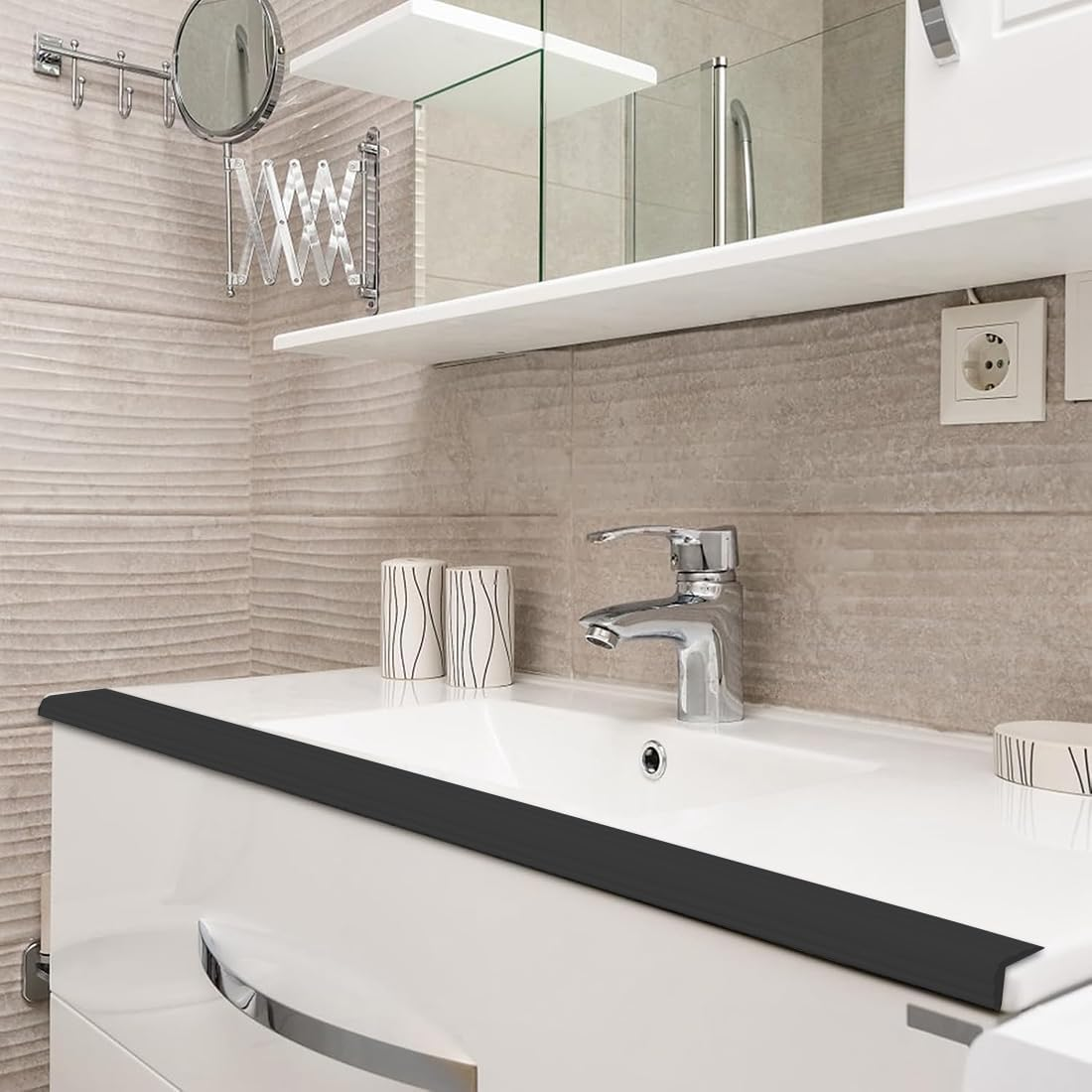 Flexible Self Adhesive Trim,Peel and Stick Trim,Wall Corner Protector,Corner Molding,Self Adhesive Corner Guards,For Wall Edge,Ceiling, Countertop,2Cm X3M.(Black) image number 4