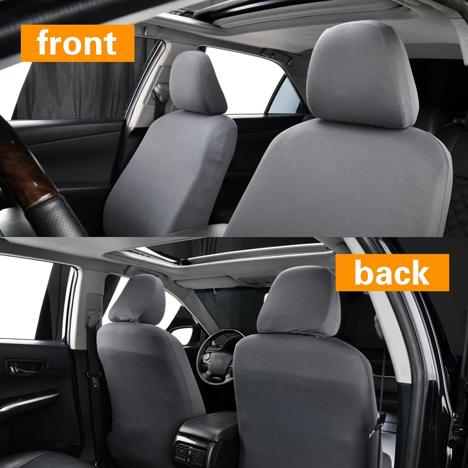 Yumfugu Pack-2 Car Seat Headrest Covers, Soft Dust-Proof Protector Covers, Seat Headrest Cover Replacement, Universal Headrest Anti-Dirty Covers, for Most Cars, Trucks, Suvs (Gray), YUMZYT1701GY-2PCS - Black Thick Model image number 7