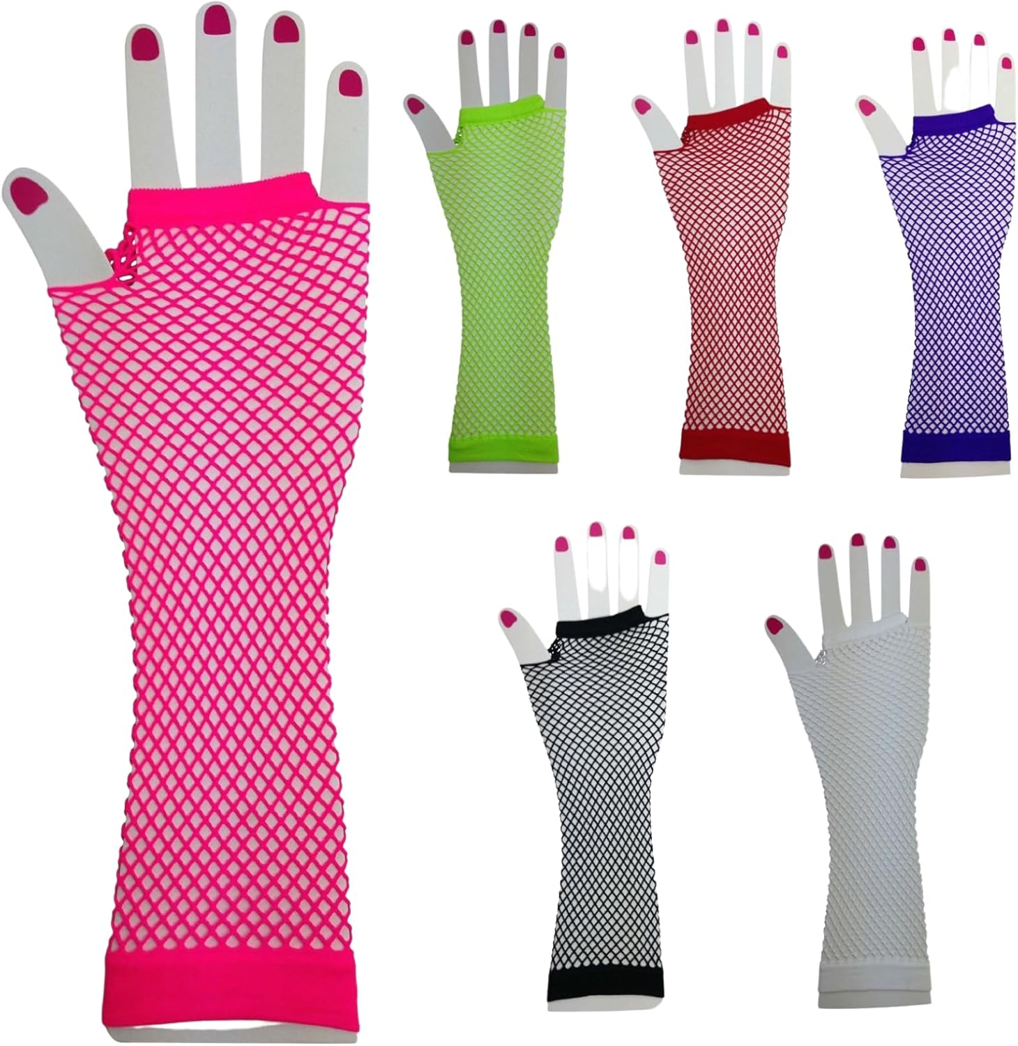 Women'S 70S 80S Elbow Length Fishnet Fingerless Gloves, Purple One Size image number 3