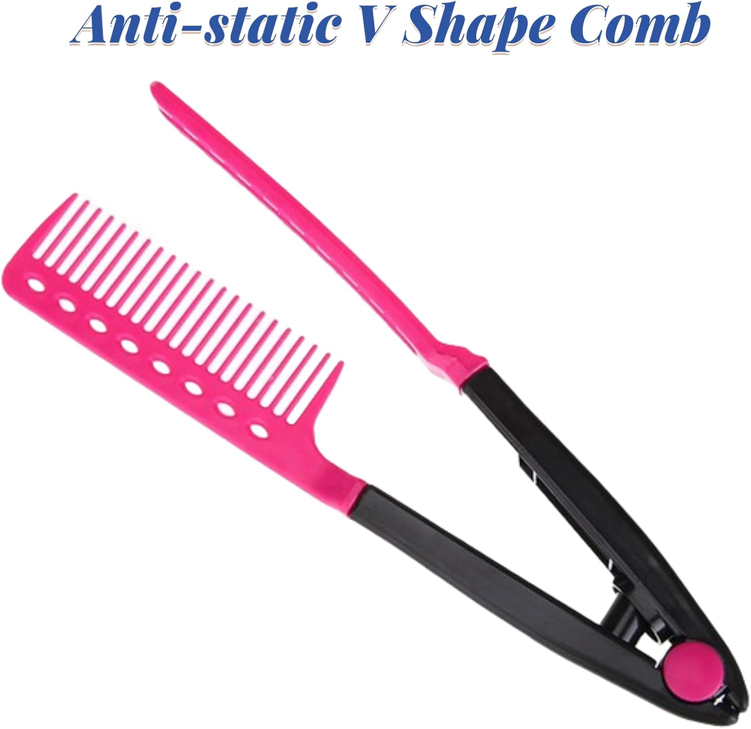 Hair Straightening Comb Haircut Anti-Static V Shape Comb Clip Clamp Hairdressing Styling Tools(Rose Red) image number 4