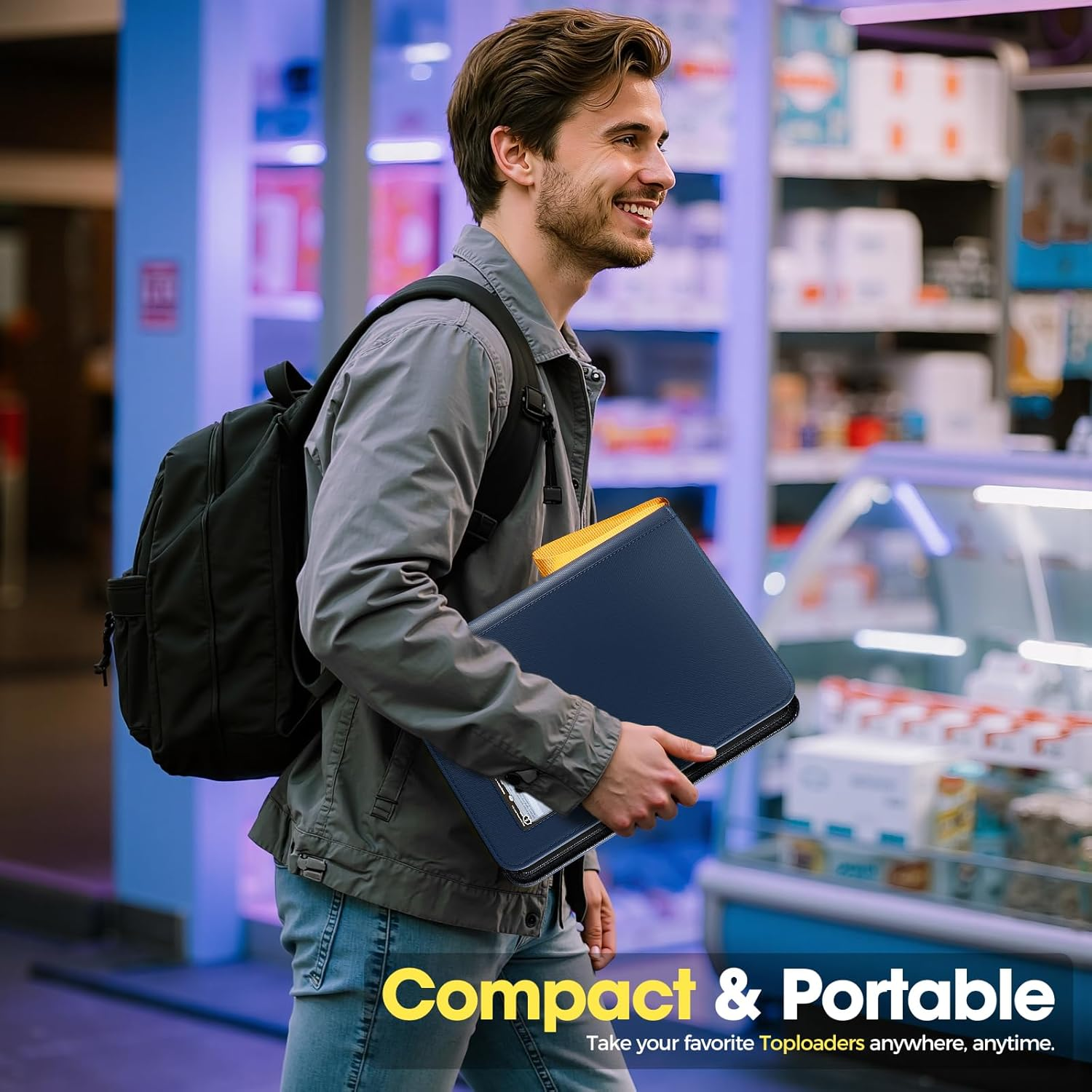 Procase Top Loader Binder for Cards, 4 Pocket Collection Binder Holding 144 Trading/Sports Cards, Compatible with TCG, MTG in 3"X4" Toploaders -Navy image number 6