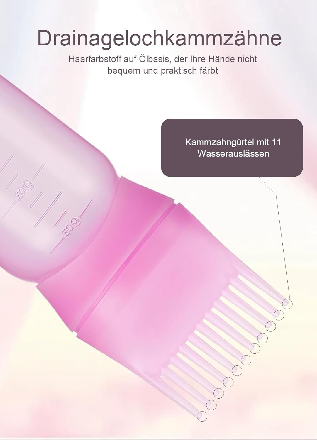 Pack of 2 Hair Dye Brush, Hair Oil Applicator Bottle, Hair Dye Brush Bottle, Hair Oil Applicator, for Hair Oil Hair Colourations, Shampoo Applicator Brush (Pink/Blue) image number 1