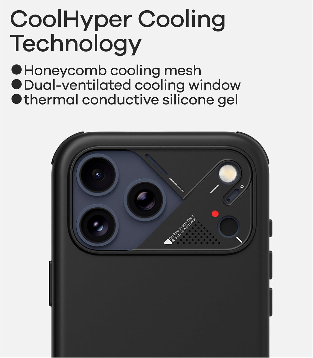 Aulumu A17 Vegan Leather Coolhyper for Iphone 17 Pro Max Case | Camera Control | with Cooling Fins | Luxury Comfort | Compatible with Magsafe | Complete Wrap-Around - Black image number 2