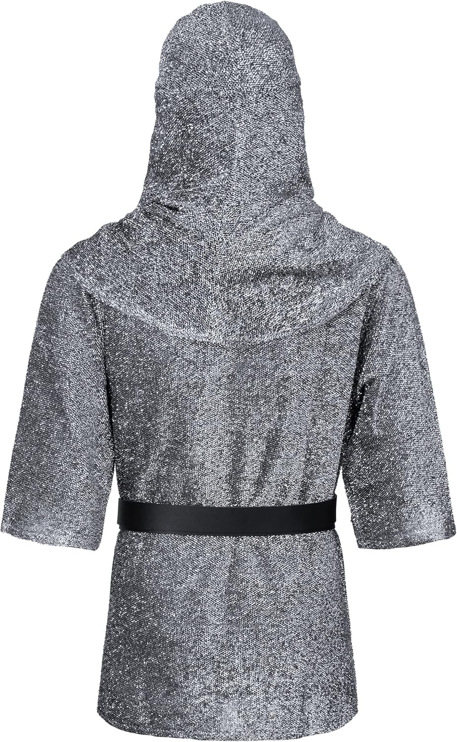 Renaissance Faux Chain Mail Armor Tunic Shirt Coif Medieval Knight Cowl Crusader Costume Outfit Bracers Waist Belt Set image number 4