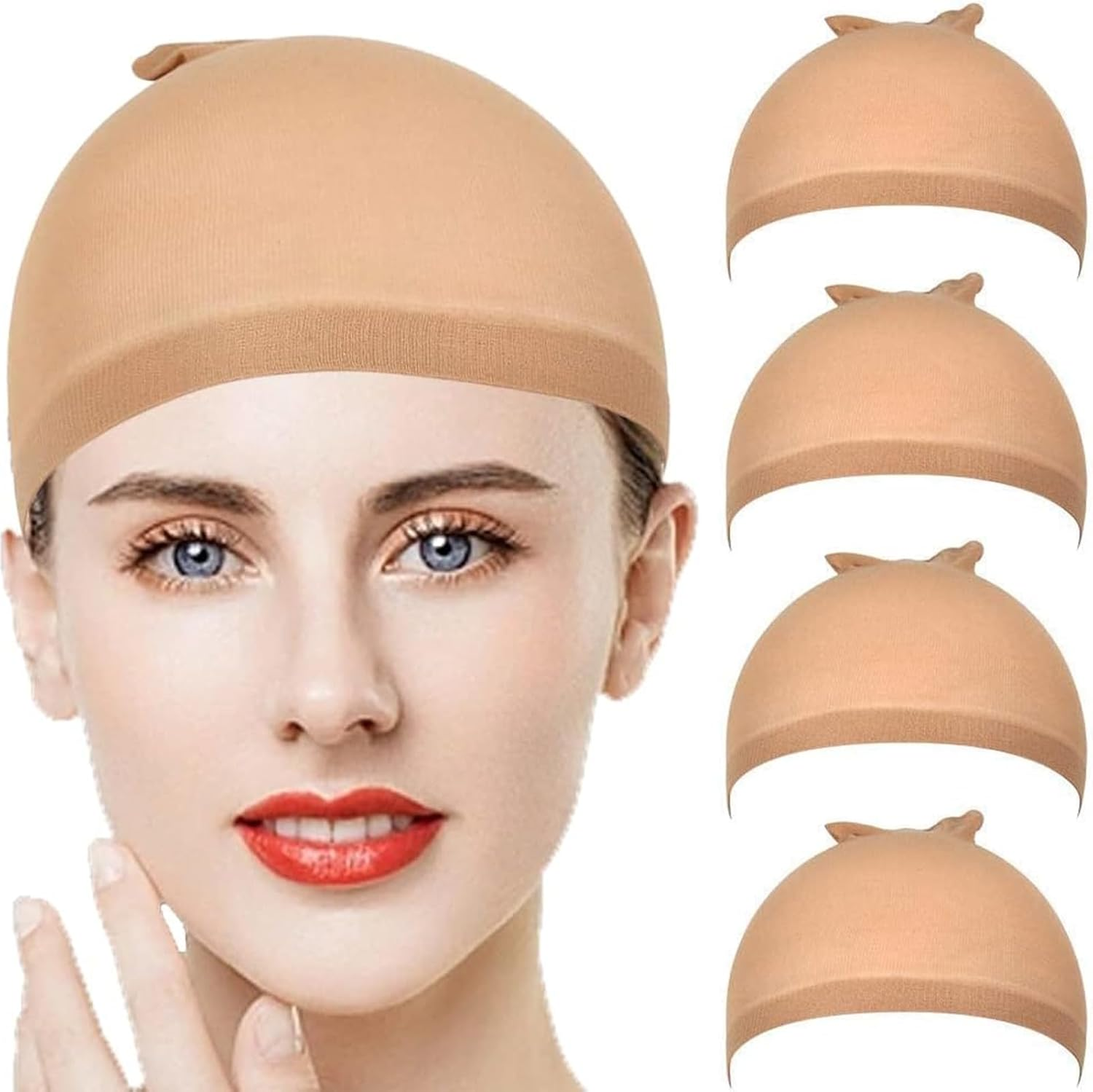 4 Pcs Stretchable Wig Caps, Breathable Nylon Stocking Non-Slip Hair Net for Secure Wig Fit image number 4
