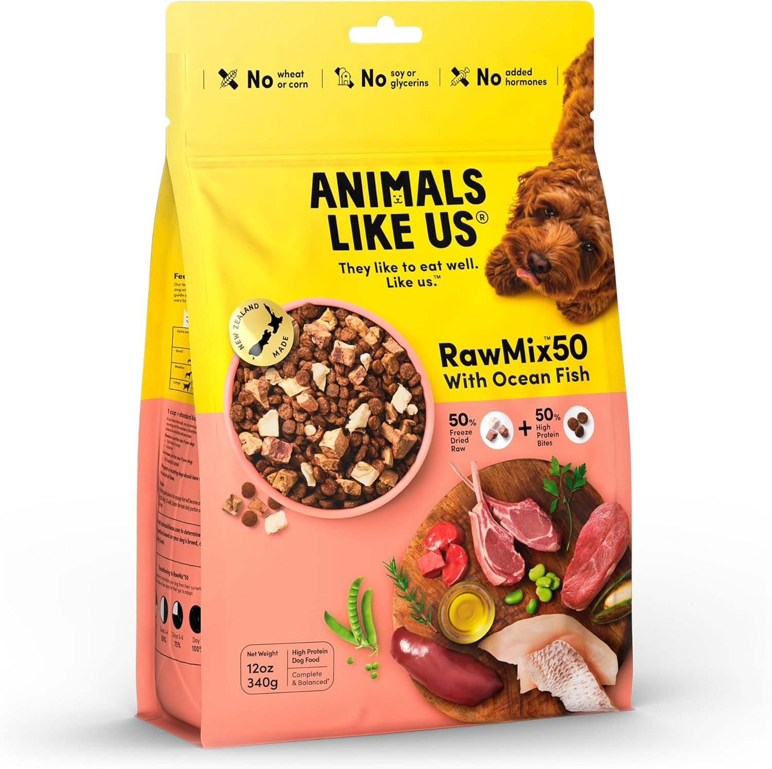 Rawmix50 Premium Freeze-Dried Raw Ocean Fish Recipe Dog Food, Protein Rich, Includes Kibble, Non-Gmo, No Wheat or Corn, 340G image number 3