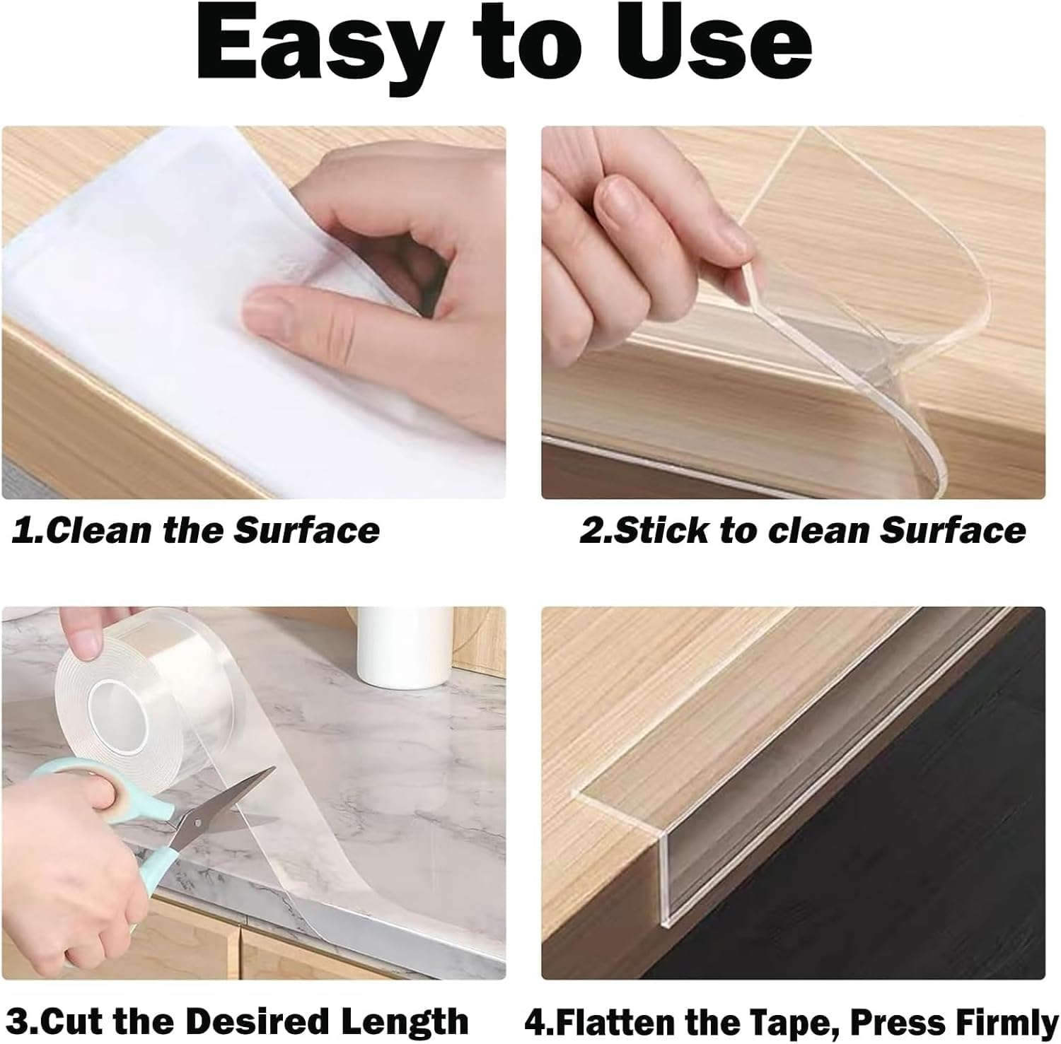 YUENTOEN 2Pcs Clear Edge Protector Strip, Clear Corner Protector Baby Proofing, 2Mm Thickness, Soft Transparent Odorless Corner Protectors for Table, Fireplace, Countertop, 1.18 in X 6.56FT image number 2