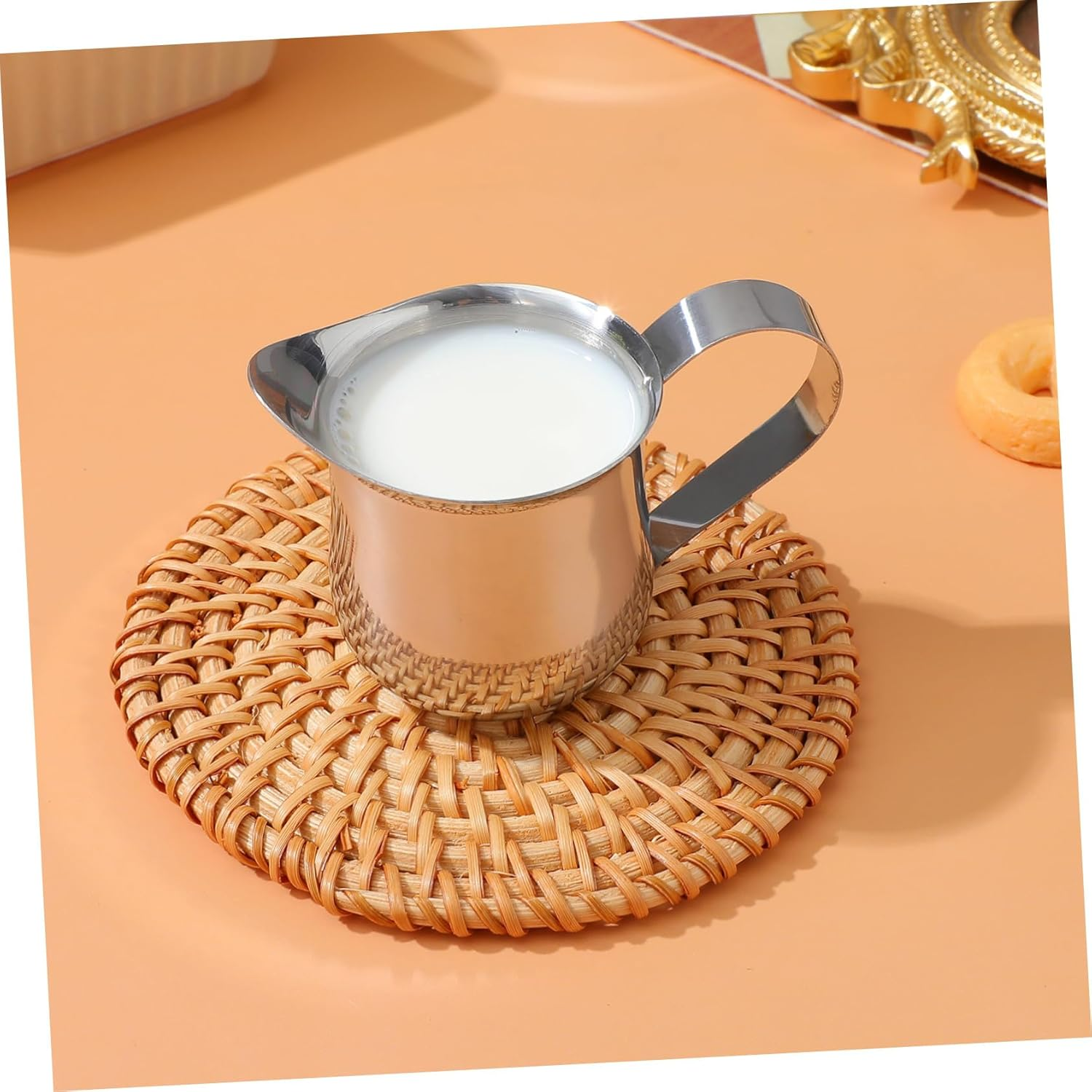 4Pcs Stainless Steel Milk Cups Small Espresso Shots Pitcher for Coffee Frothing Latte Art Serving Condiments Stylish Creamer for Home Bar image number 2