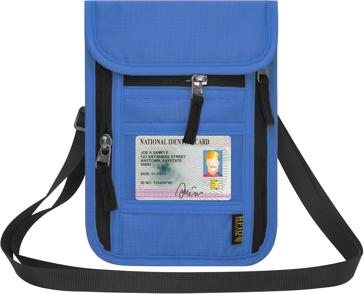 HOTEMIA Neck Wallet for Travel,Passport Holder Neck Pouch for Men Women with Adjustable Neck Strap and RFID Blocking, Orange, Leisure