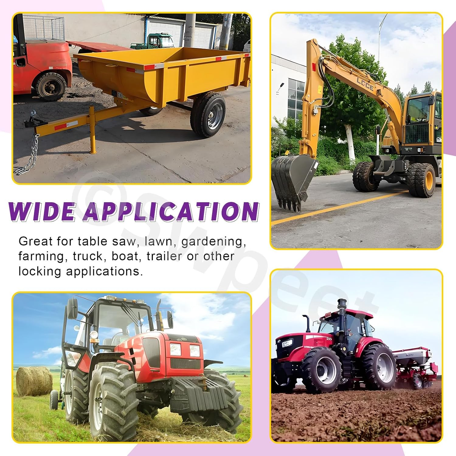 Swpeet 12Pcs 6 Sizes 1/4" 5/16" 3/8" Black Zinc Plated Heavy Duty Shaft Locking Pin Assortment Kit, Round/Square/Arch Safety Coupler Pin, Wire Lock Pin, Hitch Pto Pin for Trailers, Towing, Lawn