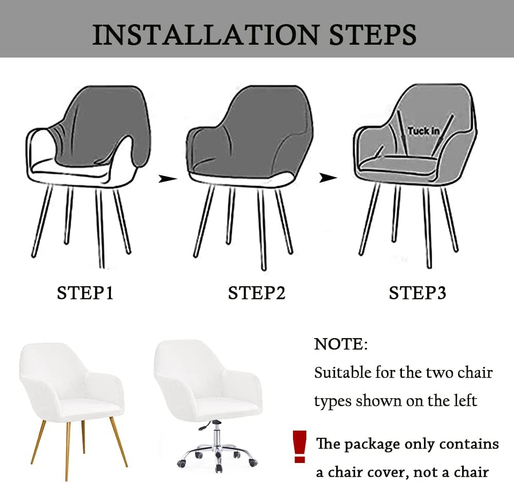 Velvet Stretch Black Modern Curved Back Armrest Wingback Chair Cover for Banquet Office Living Room Vanity Bedroom Set of 1