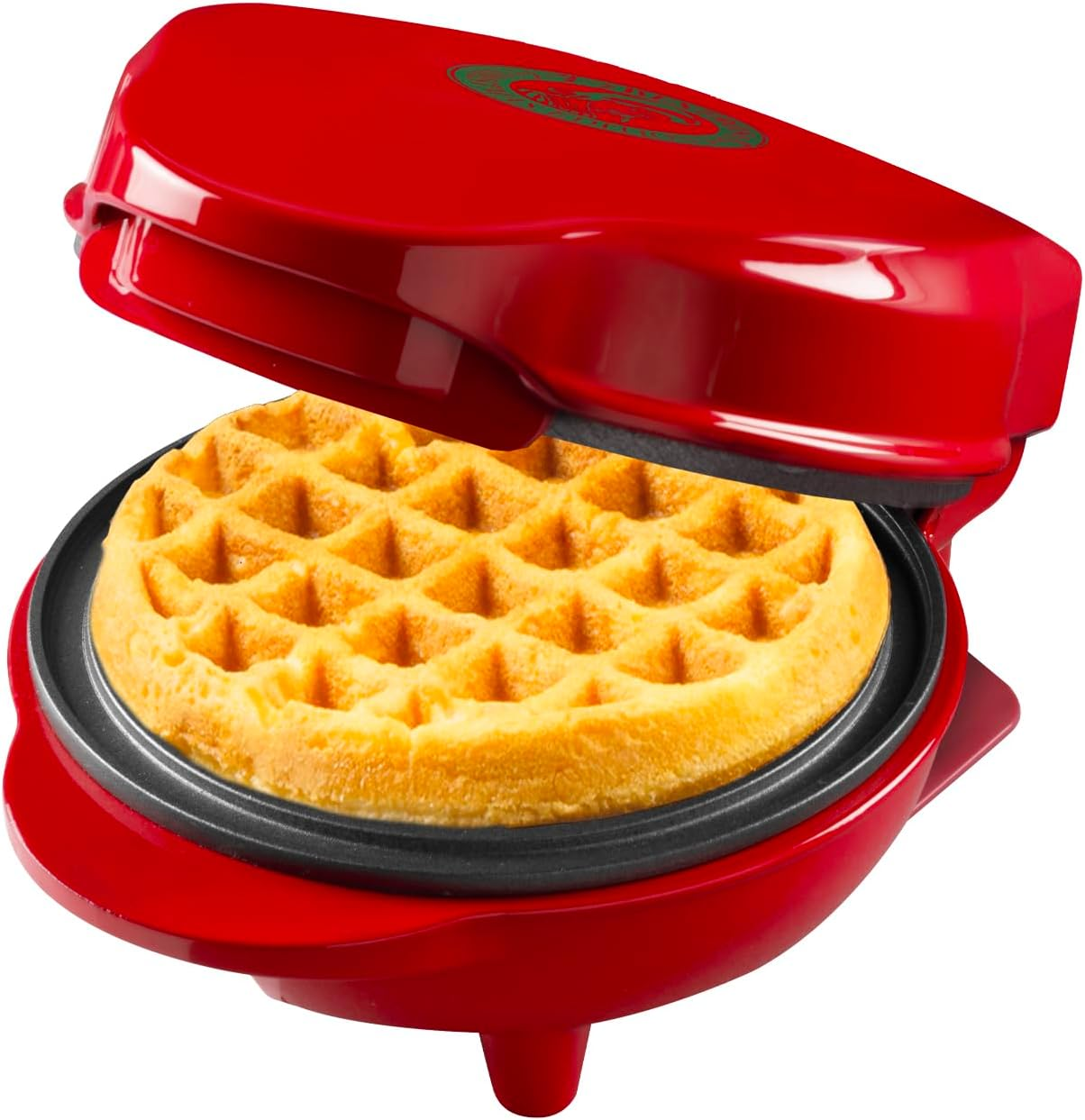 Bestron Mini Waffle Maker in Christmas Edition, Waffle Maker with Non-Stick Coating, Waffle Maker Ideal for Christmas, Parties or as a Gift, Waffle Size: 10 Cm, Colour: Matte Green