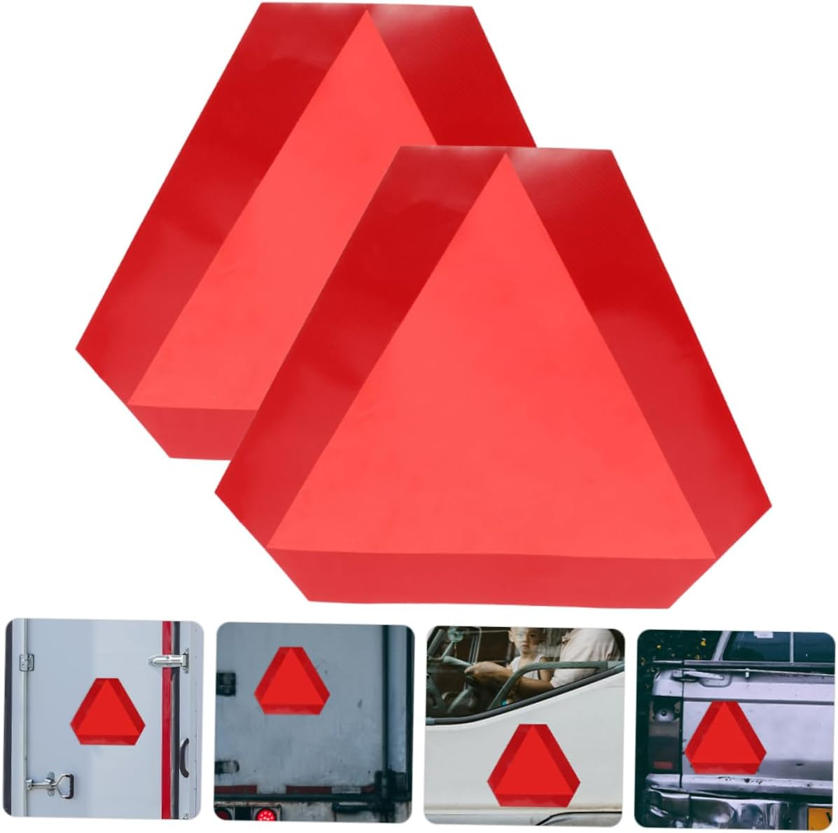 Slow Moving Vehicle Triangle Signs 2 Pack High Visibility Self-Adhesive for Cars Trucks Autos image number 1