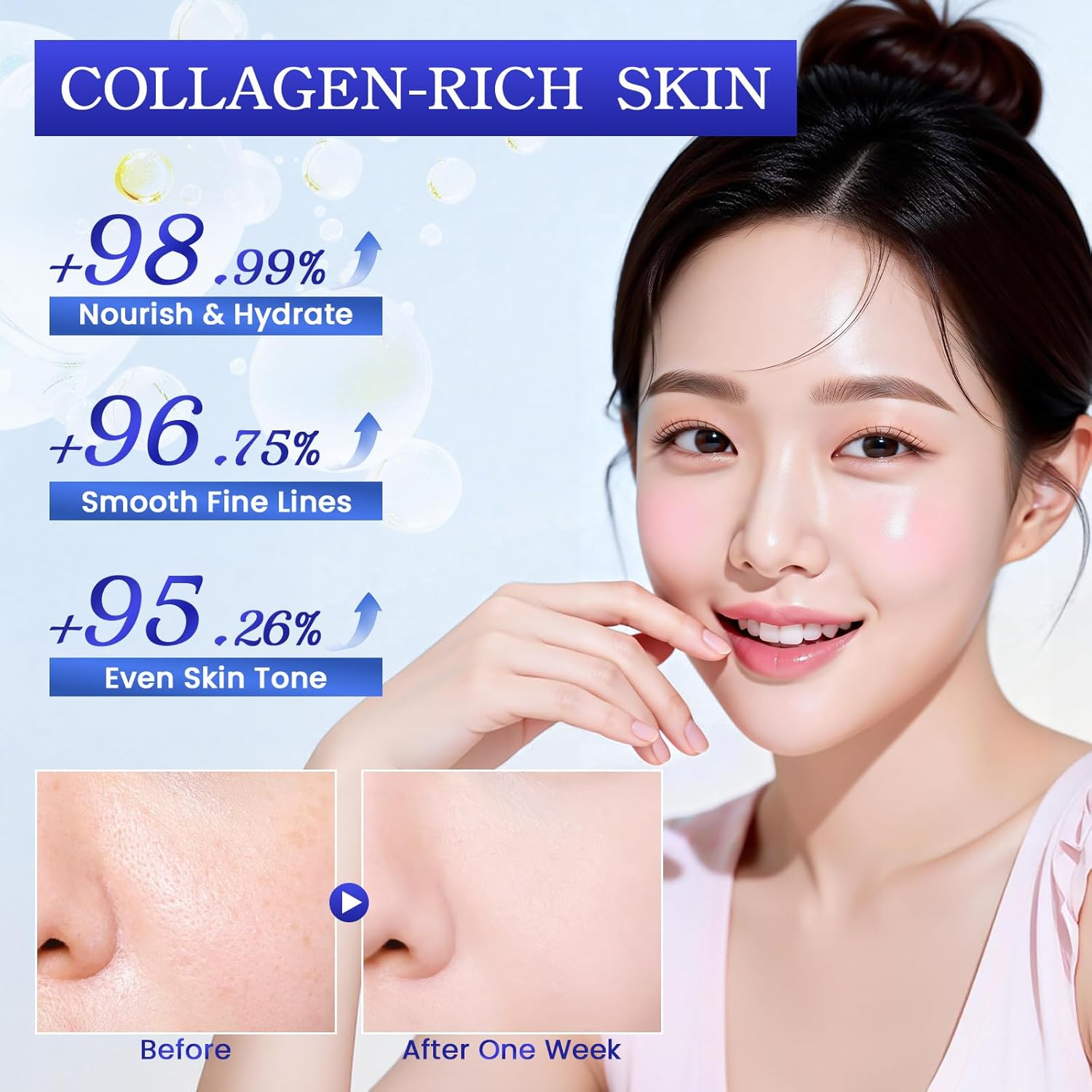 Korean Face Mask 5PCS - Baby Skin Collagen Moisturizing Mask with Hydrolyzed Collagen & 8D Hyaluronic Acid Firming Anti-Wrinkle Long-Lasting Hydration - Korean Facial Mask Fits Skin image number 6