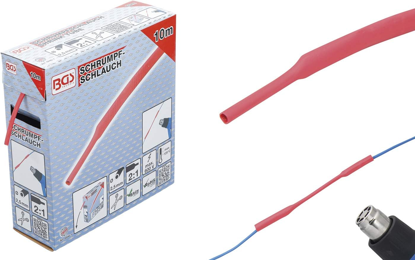 BGS Schrumpfschlauch Rot | &Oslash; 2,5 Mm 6846-1 Heat Shrink Tubing Box Red Diameter 2.5 Mm 10 M image number 1
