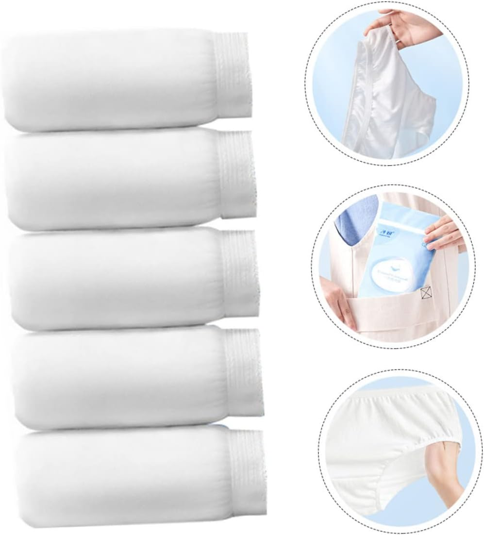5Pcs Elastic Skidproof Pregnant Women Underwear Cotton Disposable for Outdoor White image number 2