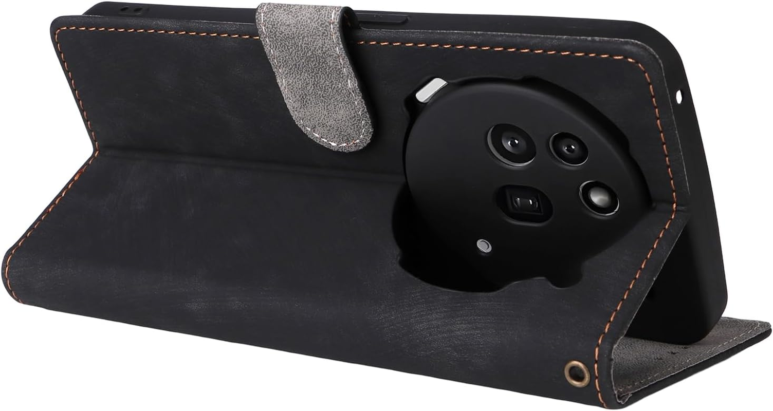 IUQXU for Nothing Phone 3A Pro Wallet Phone Case with Screen Protector [RFID Blocking] Leather Card Holder Kickstand Women Men Cell Phone Case for Nothing Phone3A Pro 3Apro 5G Black