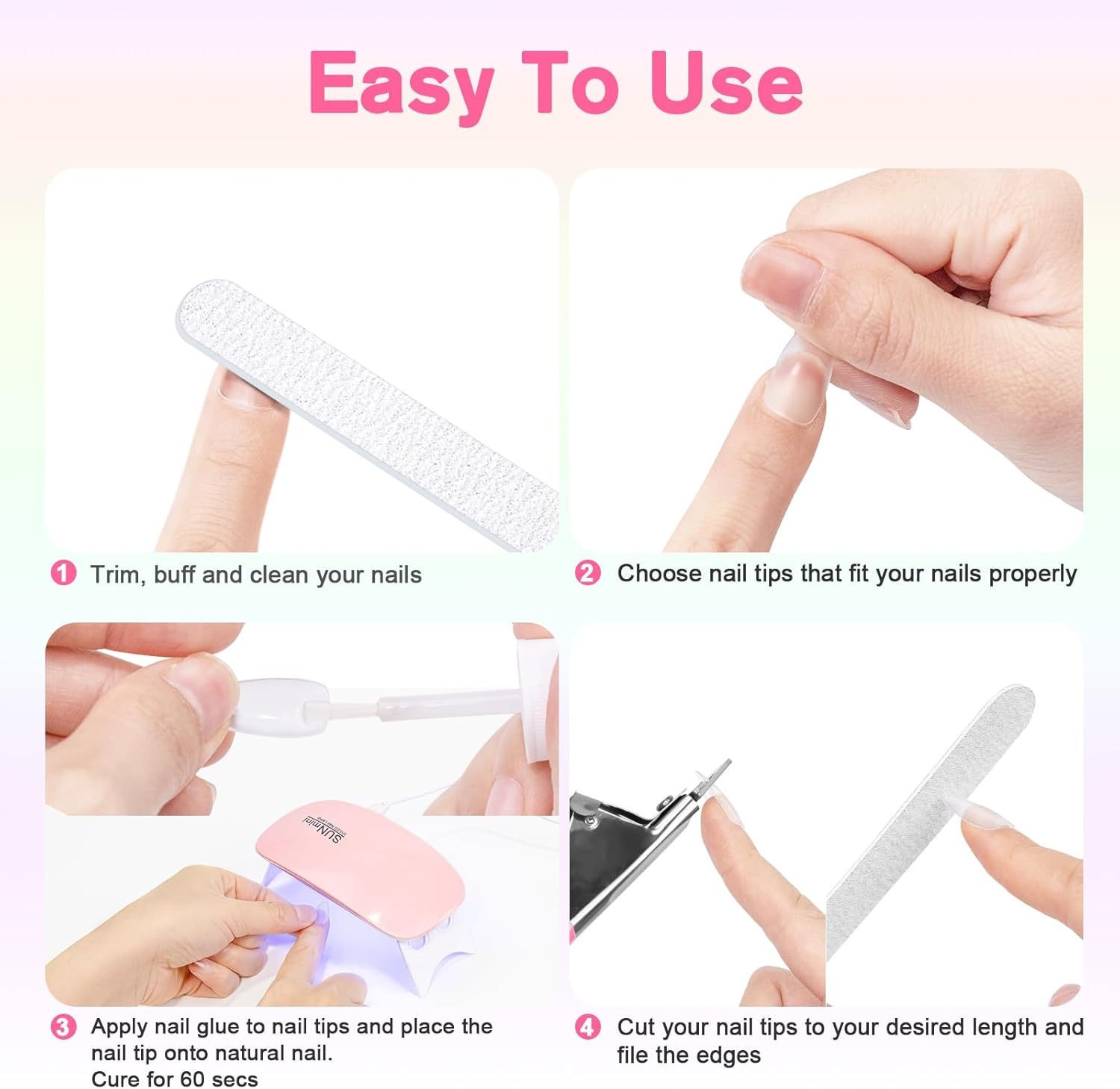 Beloving Gel Nail Kit, Nail Extension Kit with 240Pcs Soft Gel Nail Tips Almond Shape, Portable Mini UV LED Nail Lamp, 2Pcs Nail Files, Acrylic Nail Clipper, Nail Glue for Gel Art Polish DIY Manicure