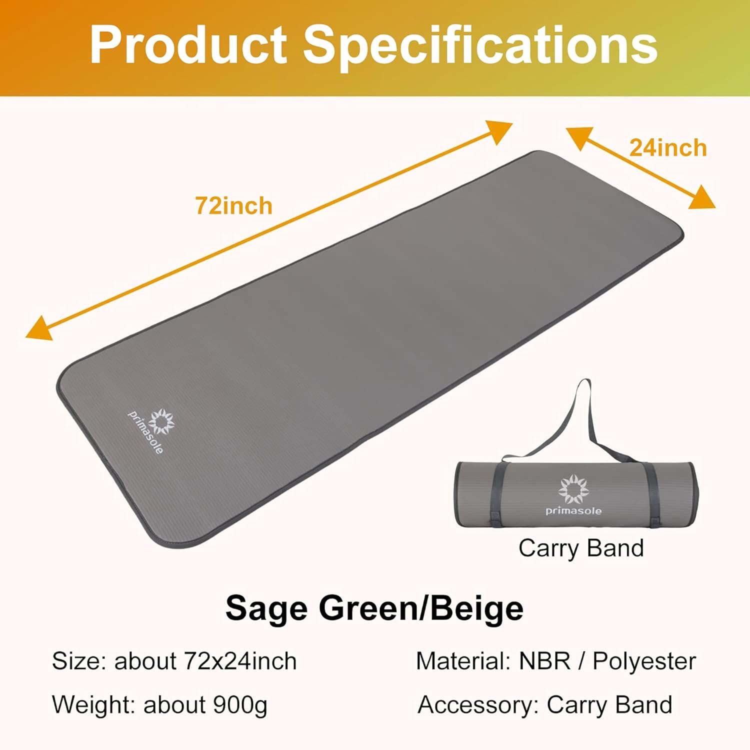 Prime Edge Guard Yoga Mat, 0.4 Inches (10 Mm), Earth Brown/Gray, Sage Green/Beige, Training, Muscle Training, Pilates, Carrying Band Included - Earth Brown/Grey image number 4