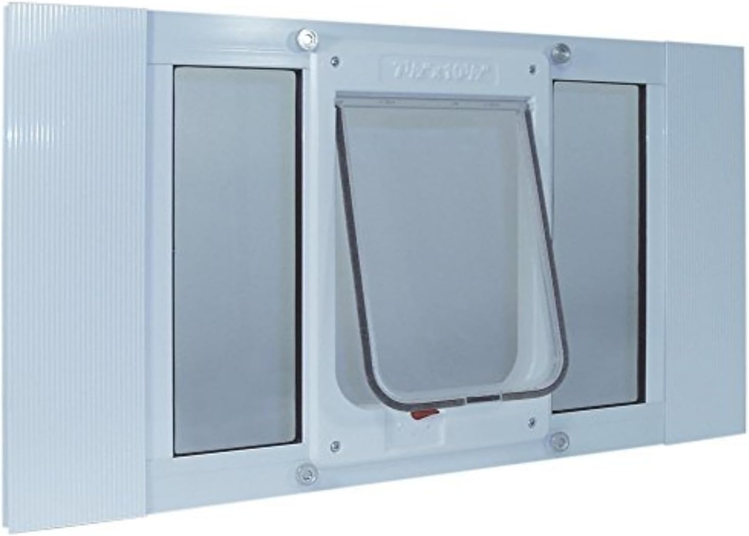 Ideal Pet Products Aluminum Sash Window Pet Door, Adjustable Width 27" to 32", Cat Flap, 6.25" X 6.25" Flap Size, White image number 2