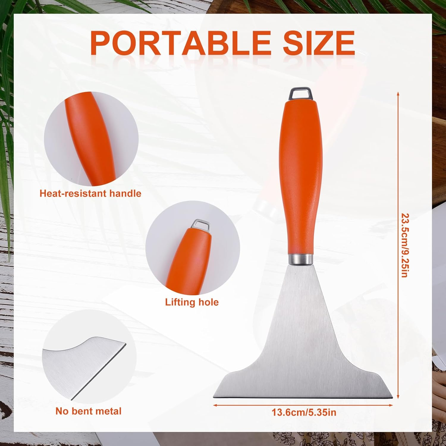 Gosknor Griddle Scraper for Flat Top, Stainless Steel Griddle Scraper Outdoor Anti-Slip Durable Grill Scraper for Outdoor Grill Flat Top Grill Accessories