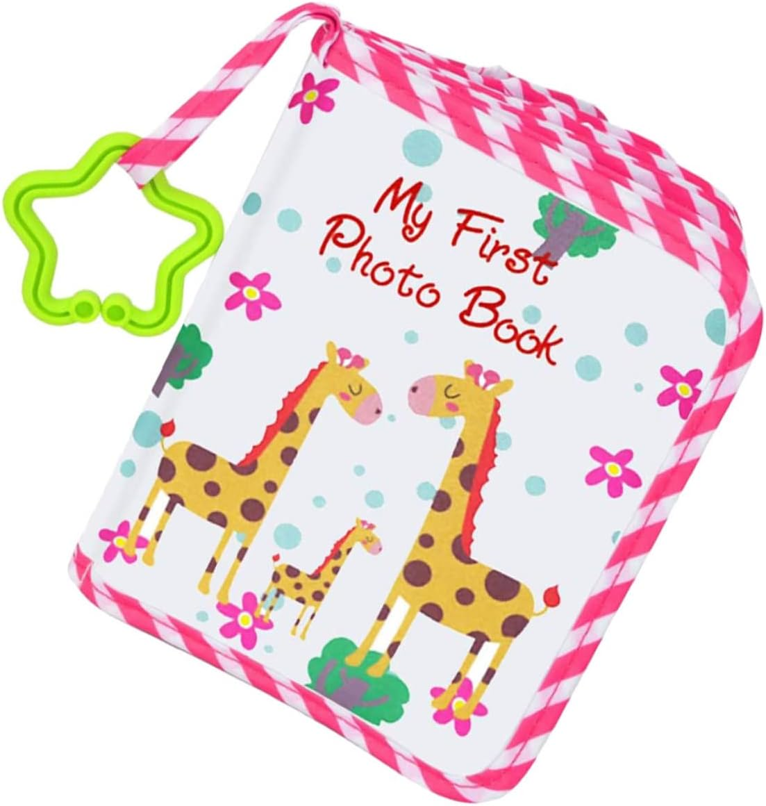 Bestonzon Photo Album for First Year Soft Cloth Growth Recording Book with Pink Trim for Boy Milestones Newborn Keepsake for Memories And image number 5