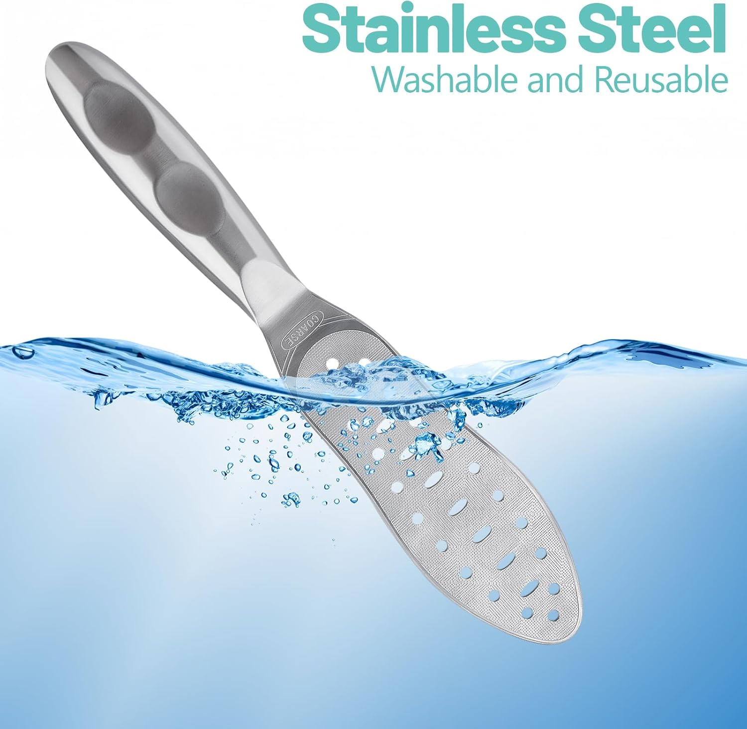 Foot File Callus Remover Stainless Steel Double Sided Foot Scraper, Foot Rasp for Dry and Wet Skin, Pedicure Tool for Feet Hard Skin and Cracked Heels image number 4