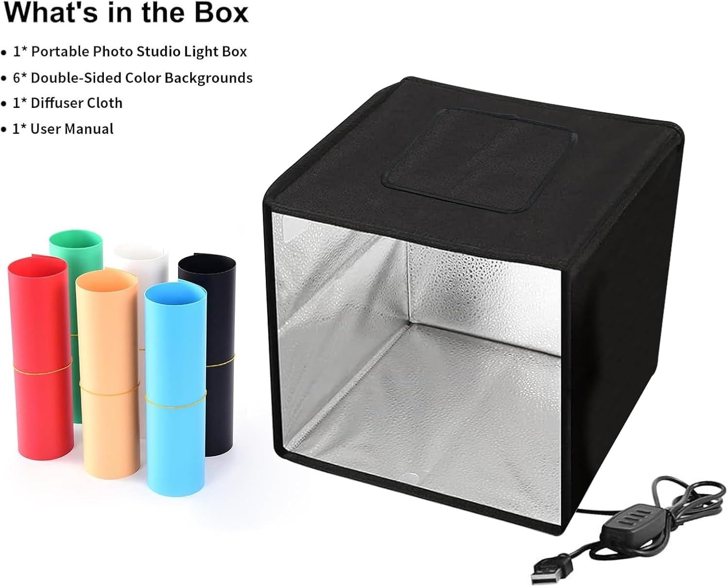 Aiiyiihii 40X40 Cm Portable Folding Photo Studio Light Box, with Ring Colour Changing Light, Professional Photography Dimmable Shooting Tent Kit with 120 Leds & 6 Kinds Double-Sided Color Backgrounds image number 2