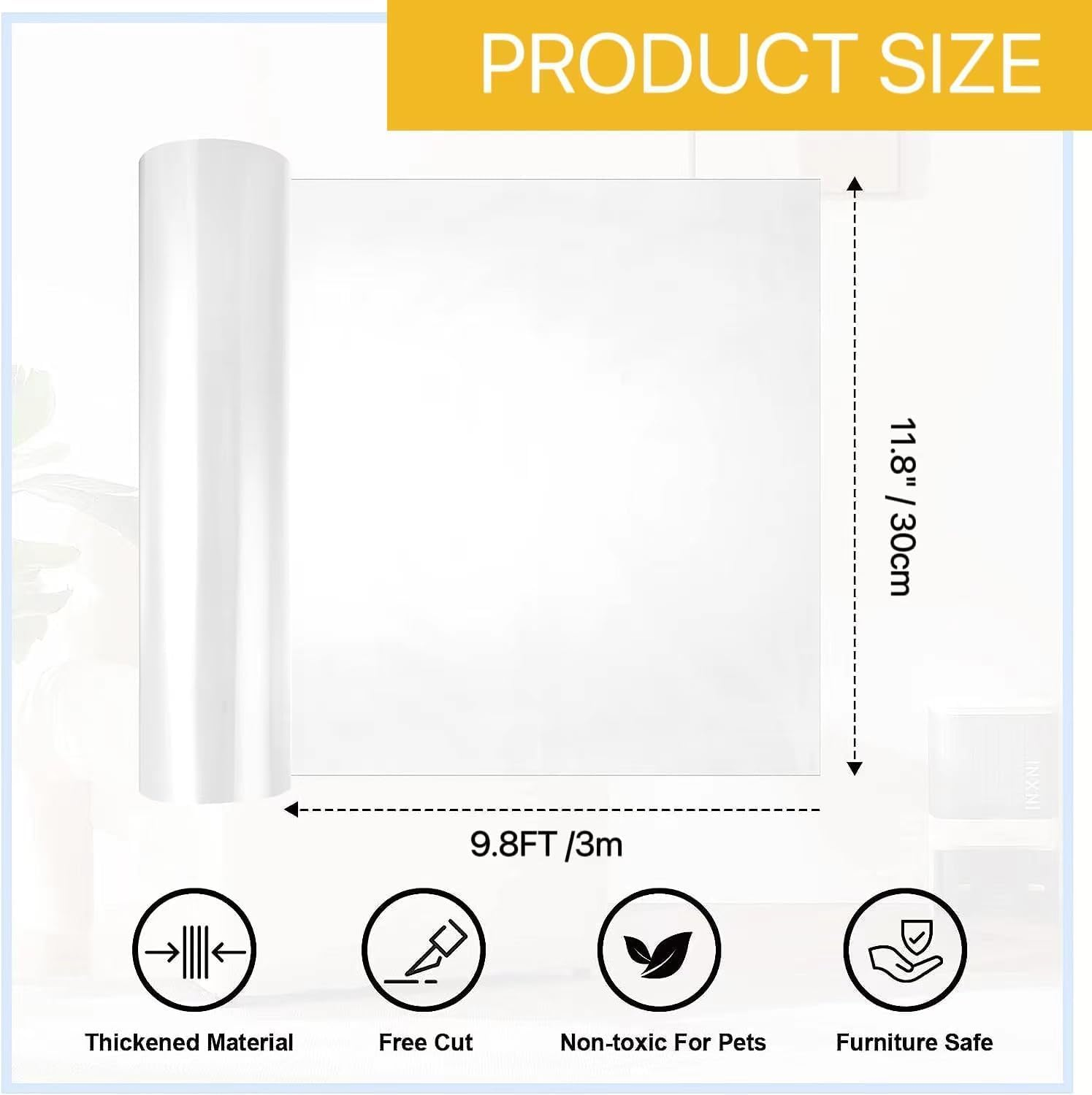 Cat Furniture Scratch Protector, Single-Sided Sticky Coat Protector for Cats, Flexible Corner Protection under Kittens, Scratch Protection (120 X 12.4 Inches) image number 5