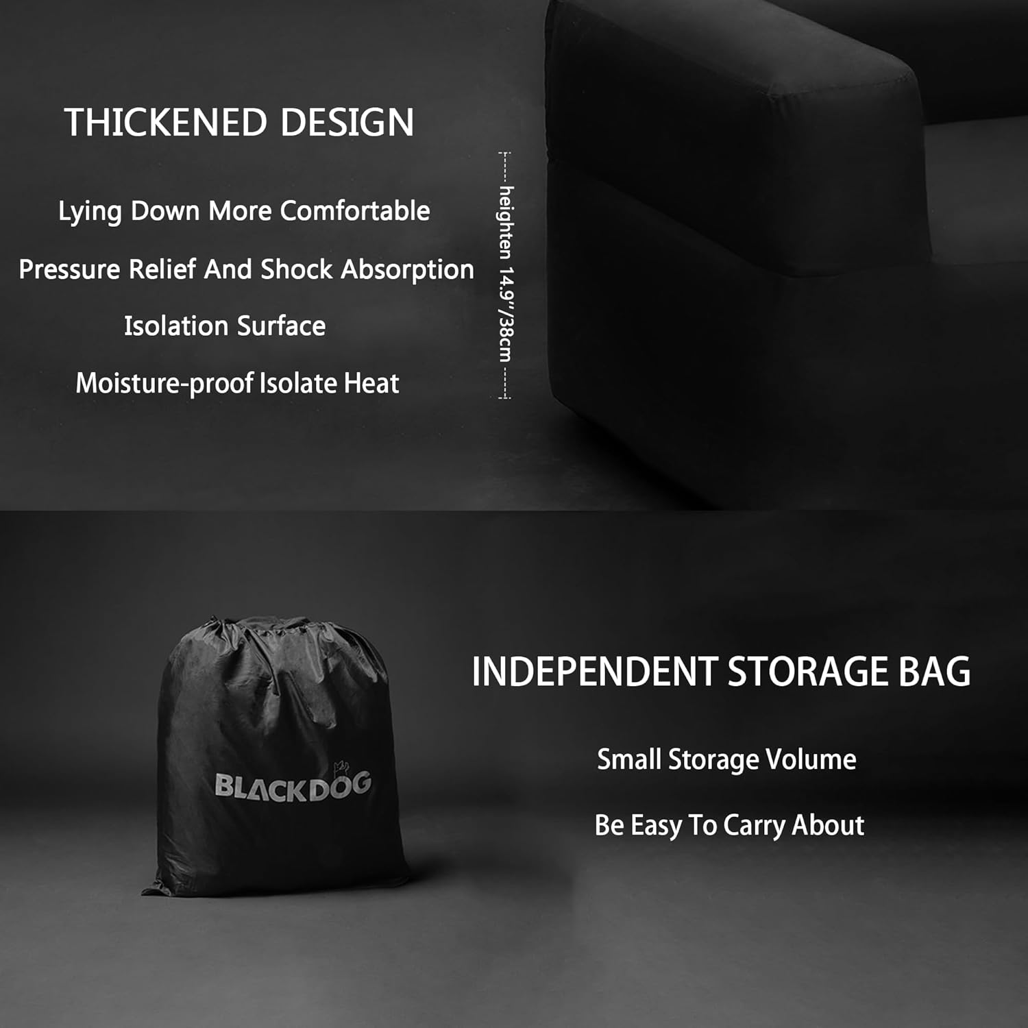 Naturehike Blackdog Outdoor Double Inflatable Sofa, Black Portable Waterproof Couch with Electric Air Pump, Adults Air Couch for Indoor Living, Tent Camping, Beach Travel, Easy Setup (Double) image number 5