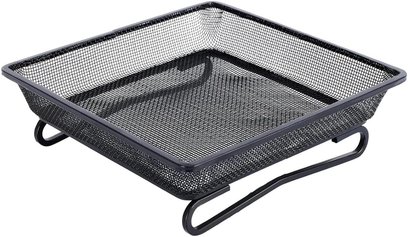 AIMALL Metal Bird Feeder Tray Iron Wire Square Mesh Platform Feeder with Wave Design Easy-Clean Fine Net Ground Feeder for Garden Birds 6.88In X 6.88In X 2.16In Black image number 1